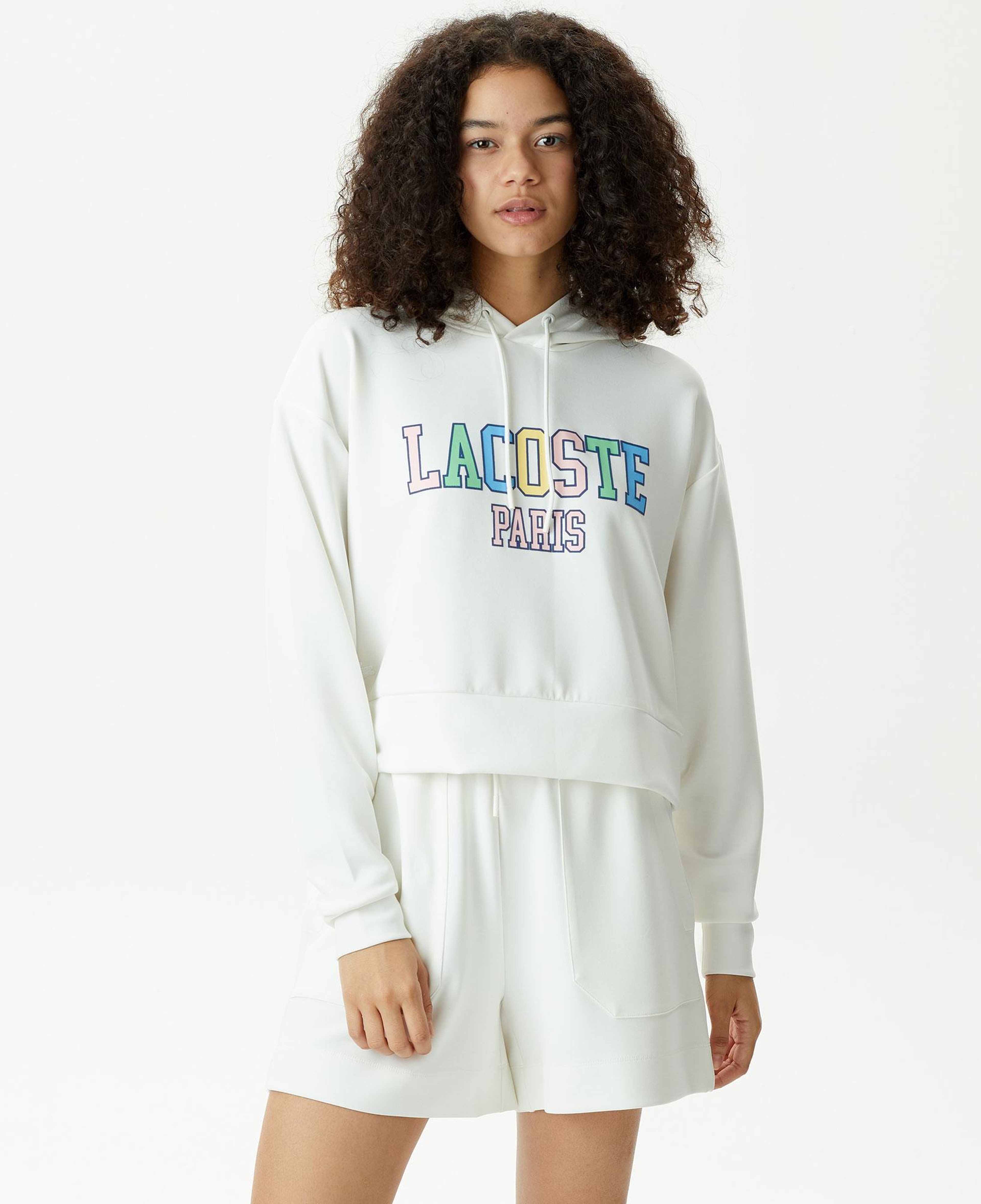Kadın Relaxed Fit Kapüşonlu Baskılı Beyaz Sweatshirt