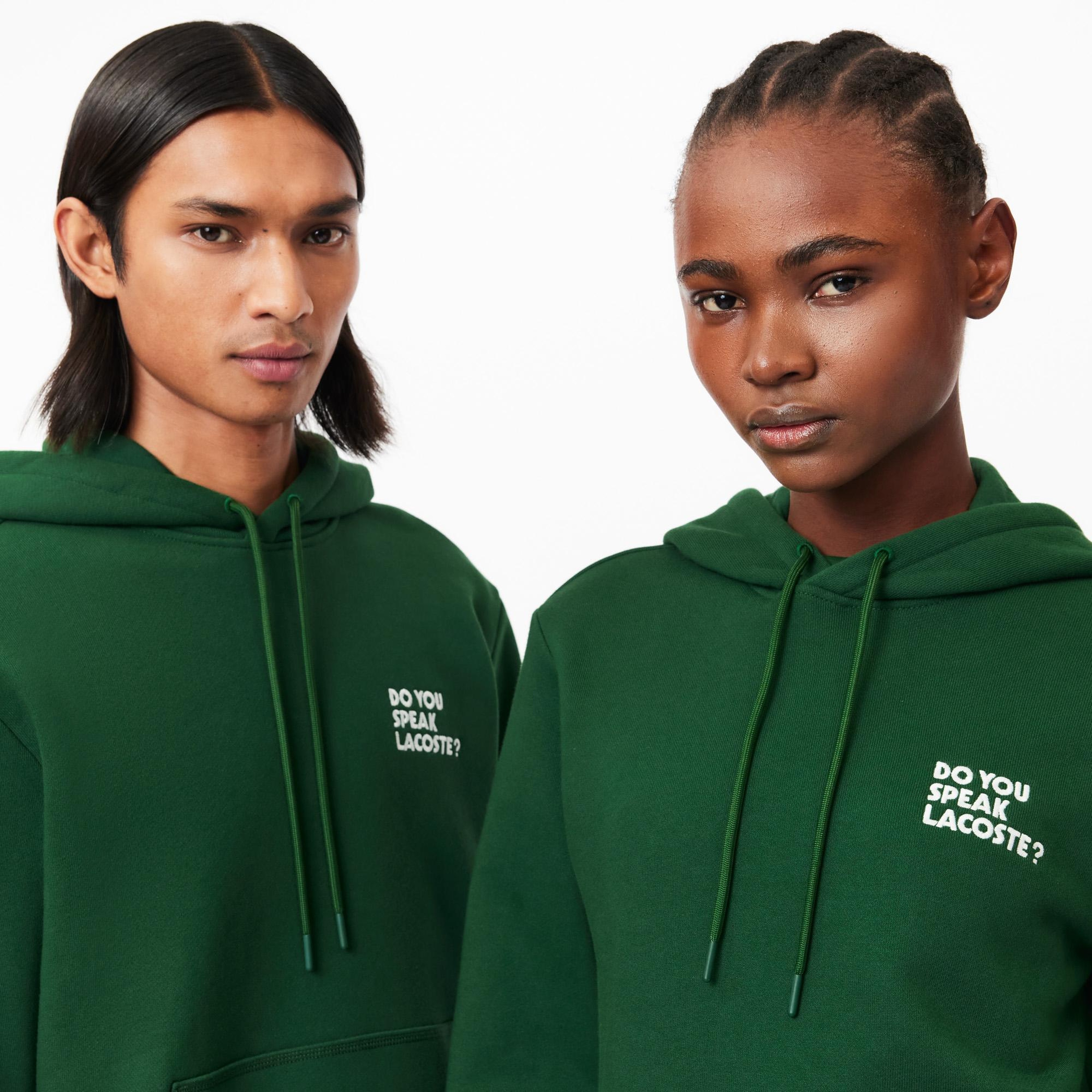 Unisex Relaxed Fit Kapüşonlu Baskılı Yeşil Sweatshirt