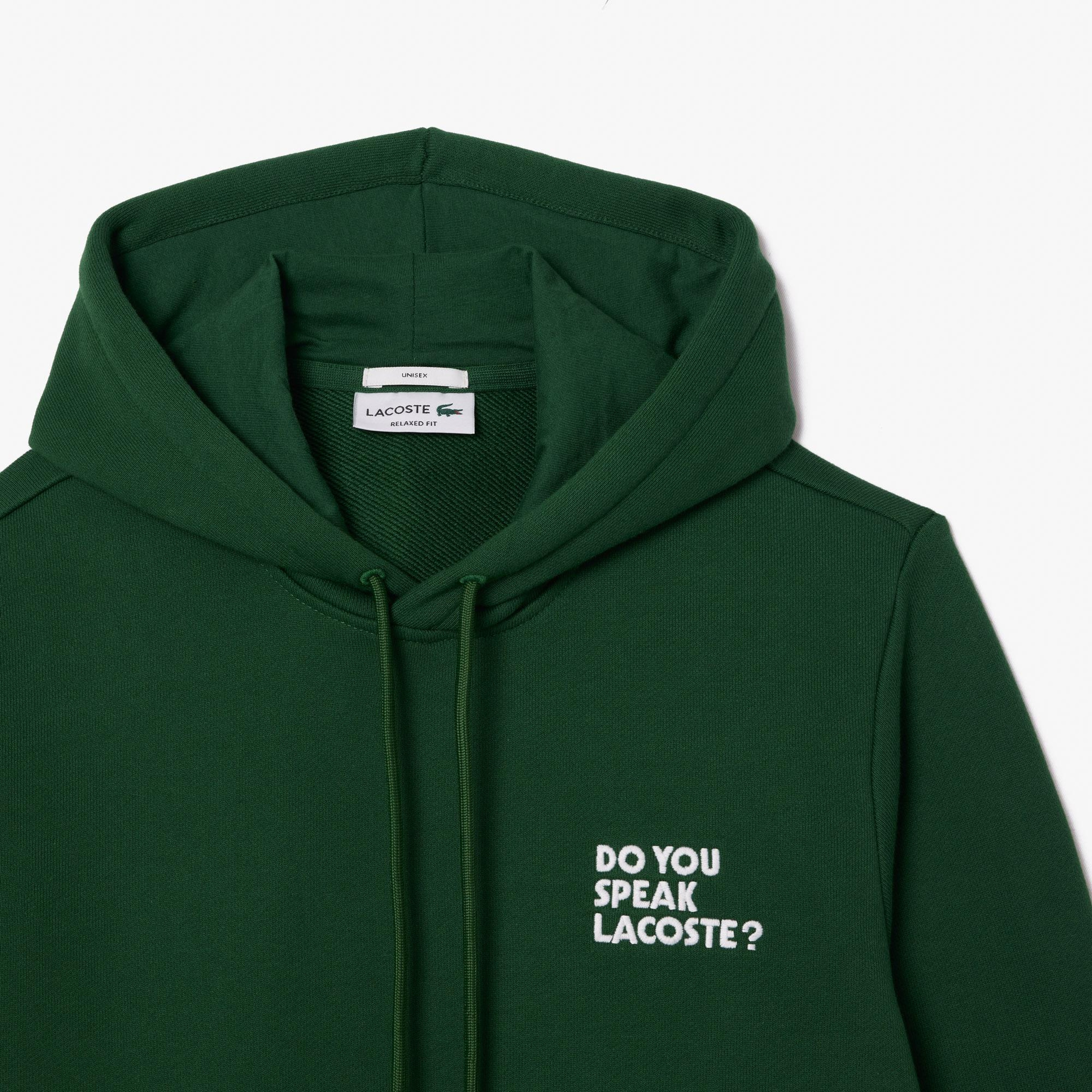 Unisex Relaxed Fit Kapüşonlu Baskılı Yeşil Sweatshirt