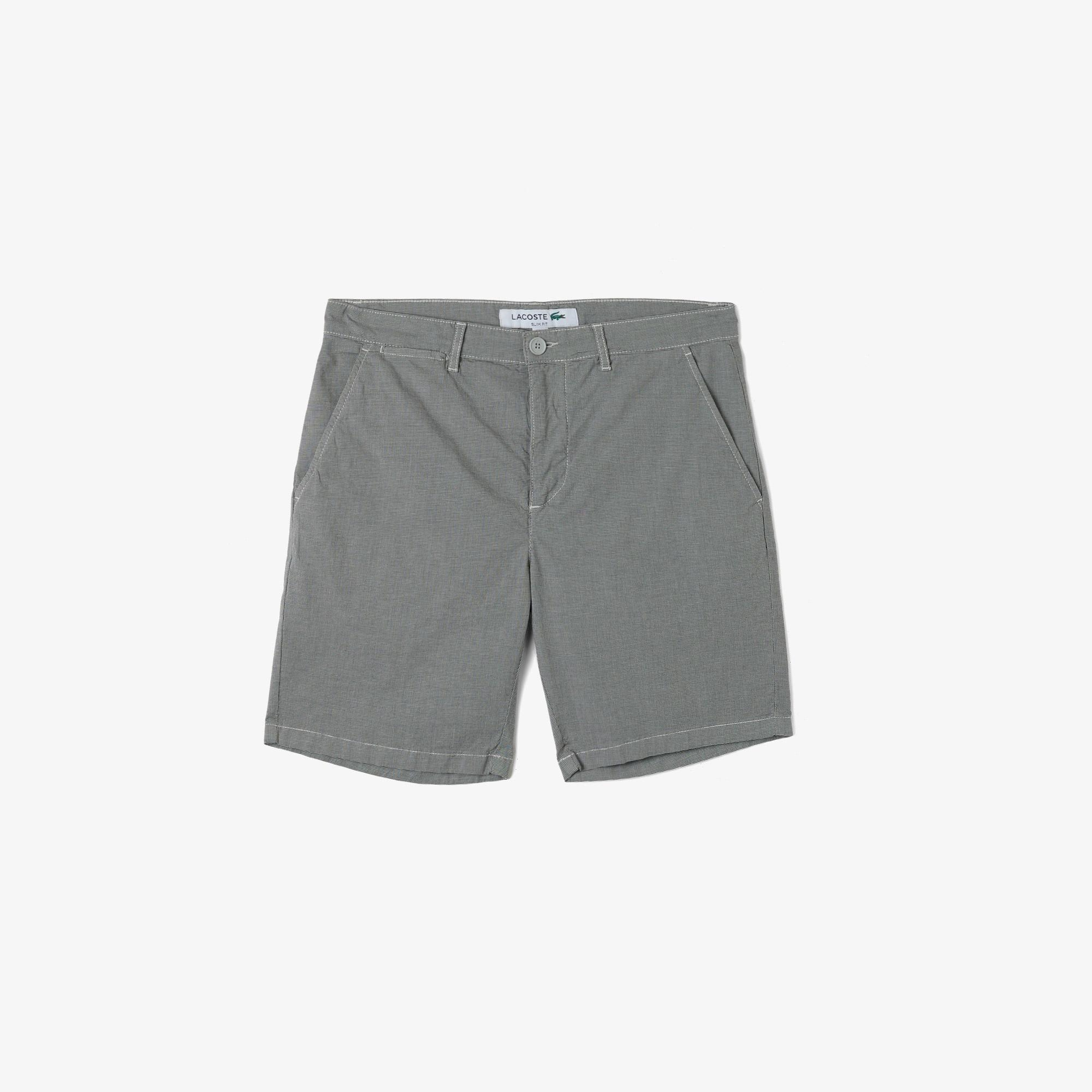 Erkek Slim Fit Desenli Gri Bermuda