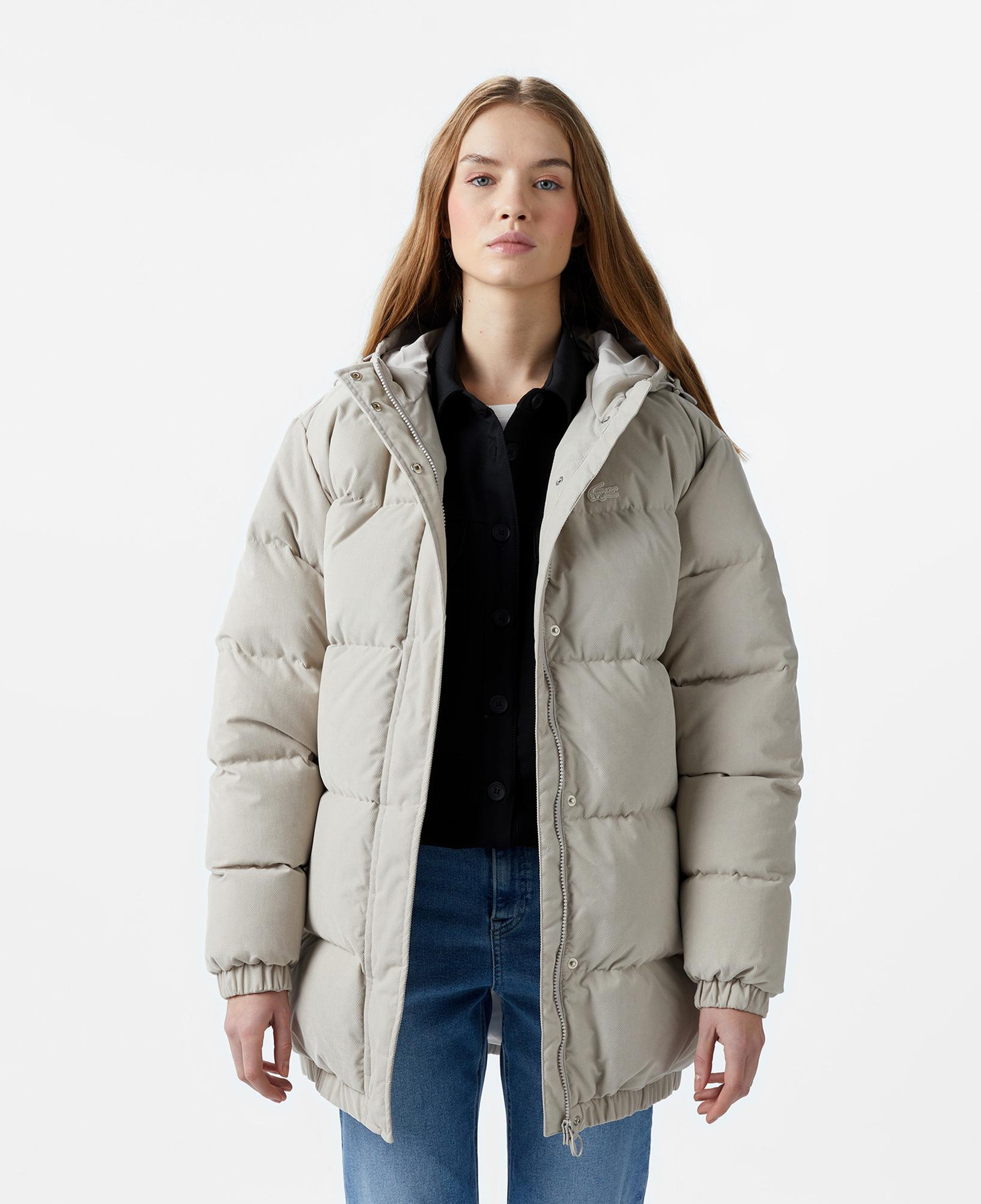 Kadın Relaxed Fit Kapüşonlu Gri Şişme Mont