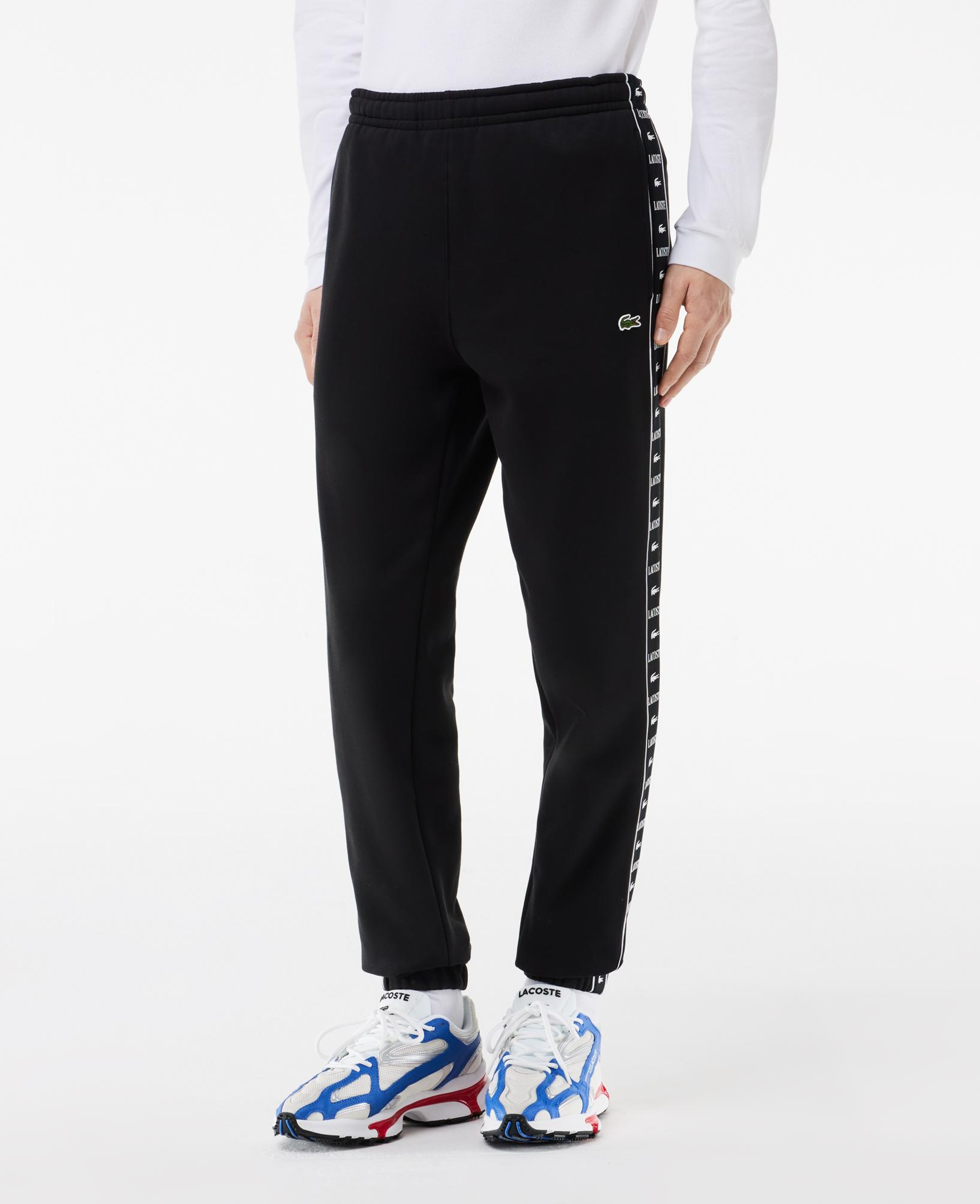 Erkek Tapered Fit Baskılı Siyah Eşofman Altı