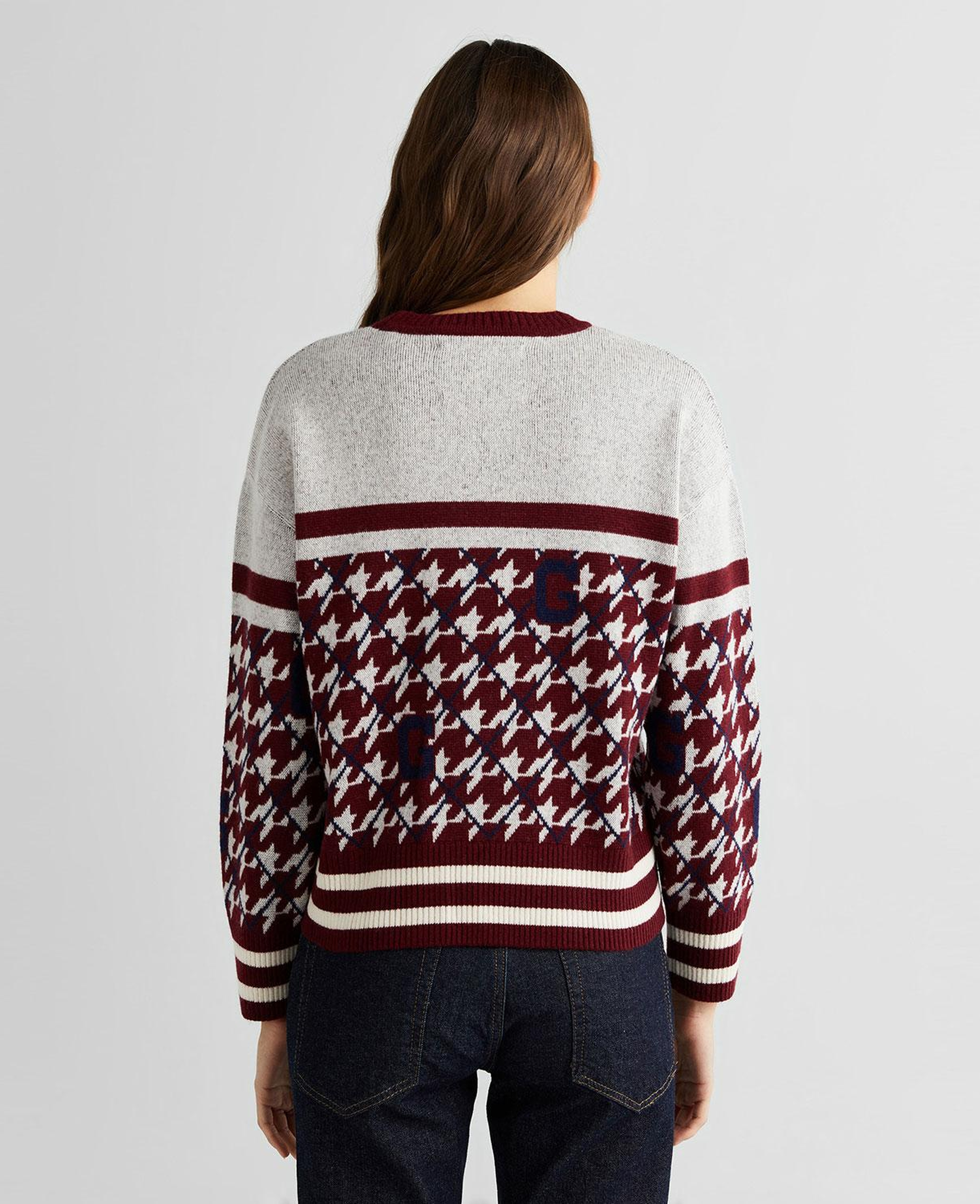 GANT Kadın Bordo Relaxed Fit Bisiklet Yaka Logolu Kazak