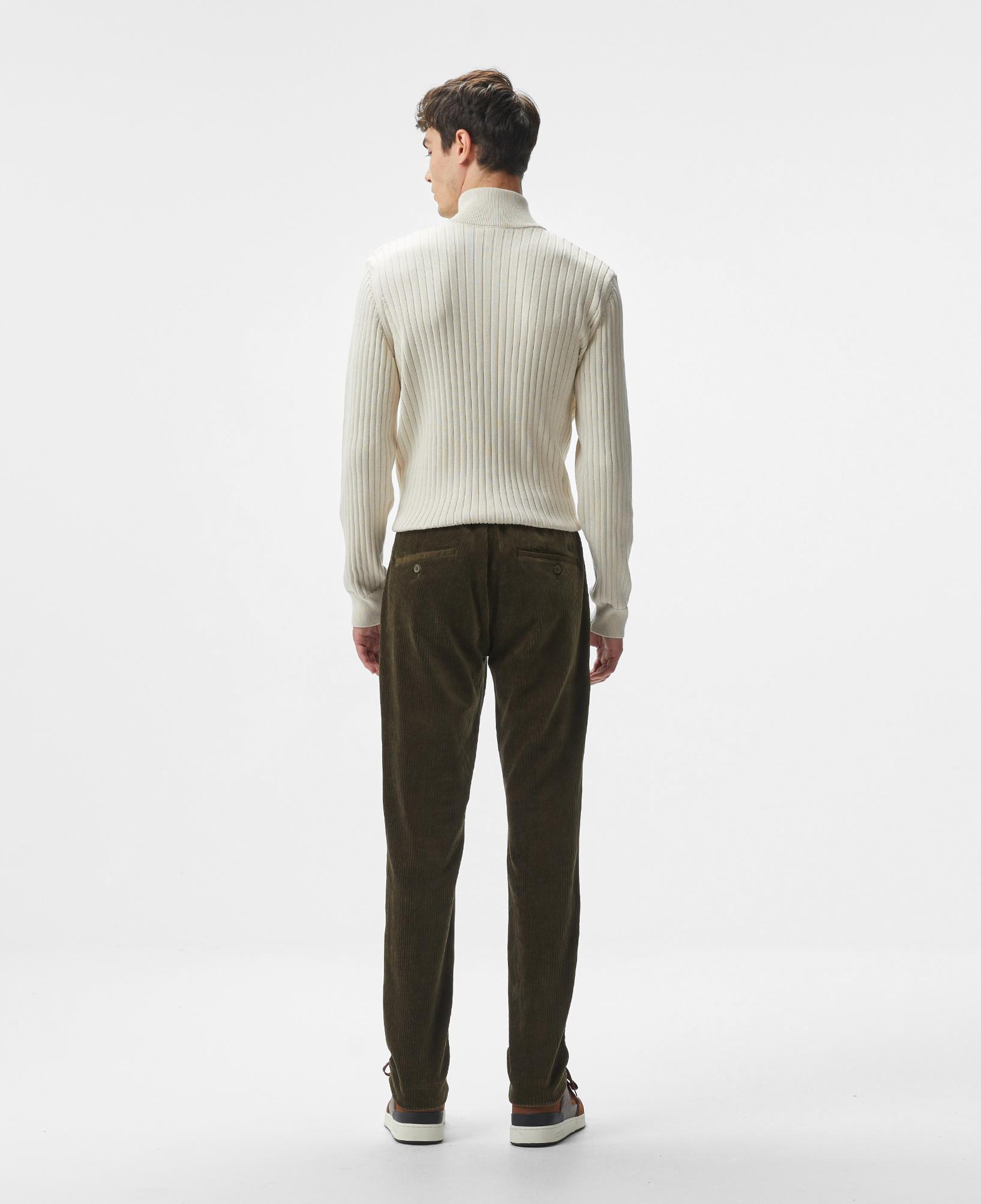 Erkek Tapered Fit Chino Koyu Yeşil Pantolon