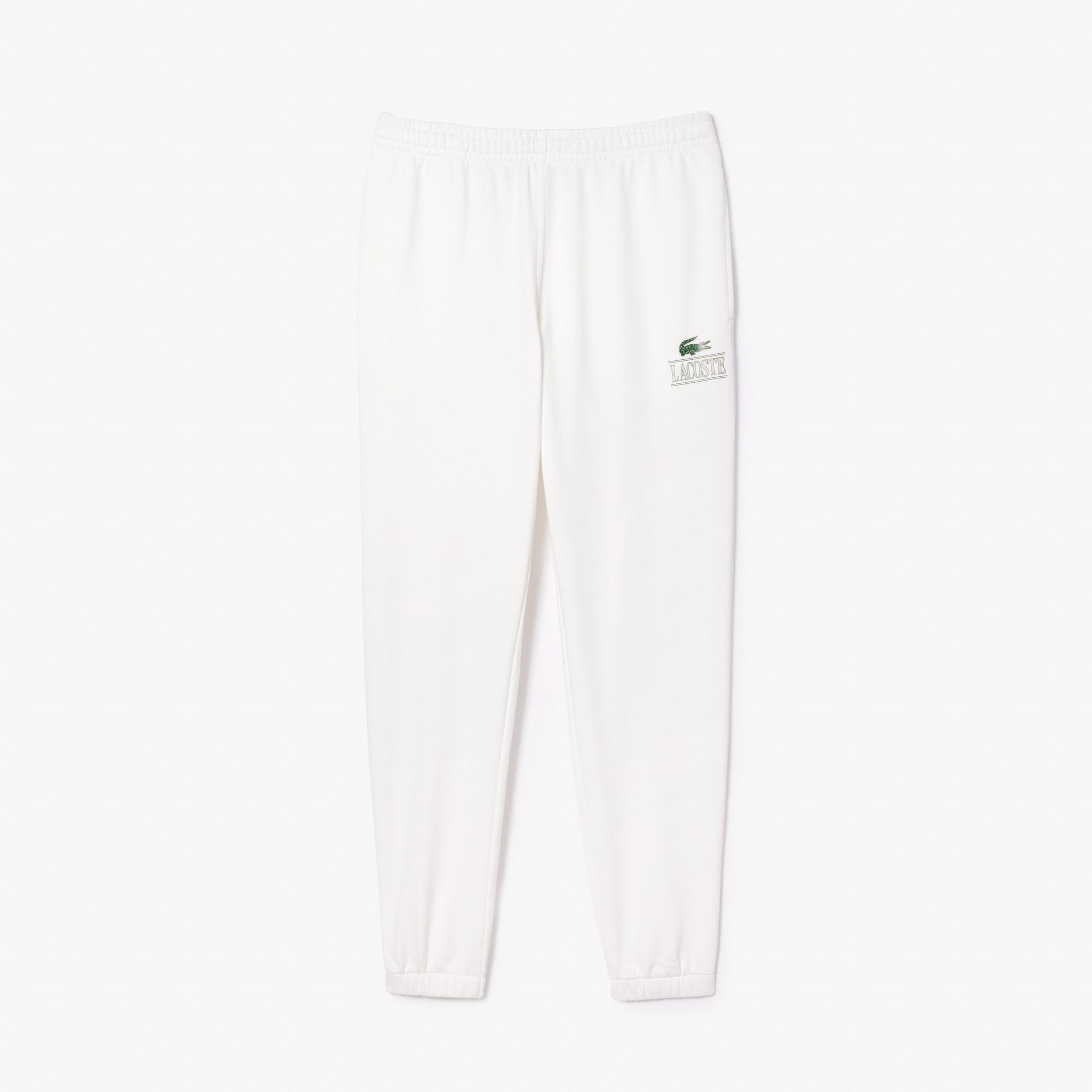 Unisex Tapered Fit Baskılı Beyaz Eşofman Altı