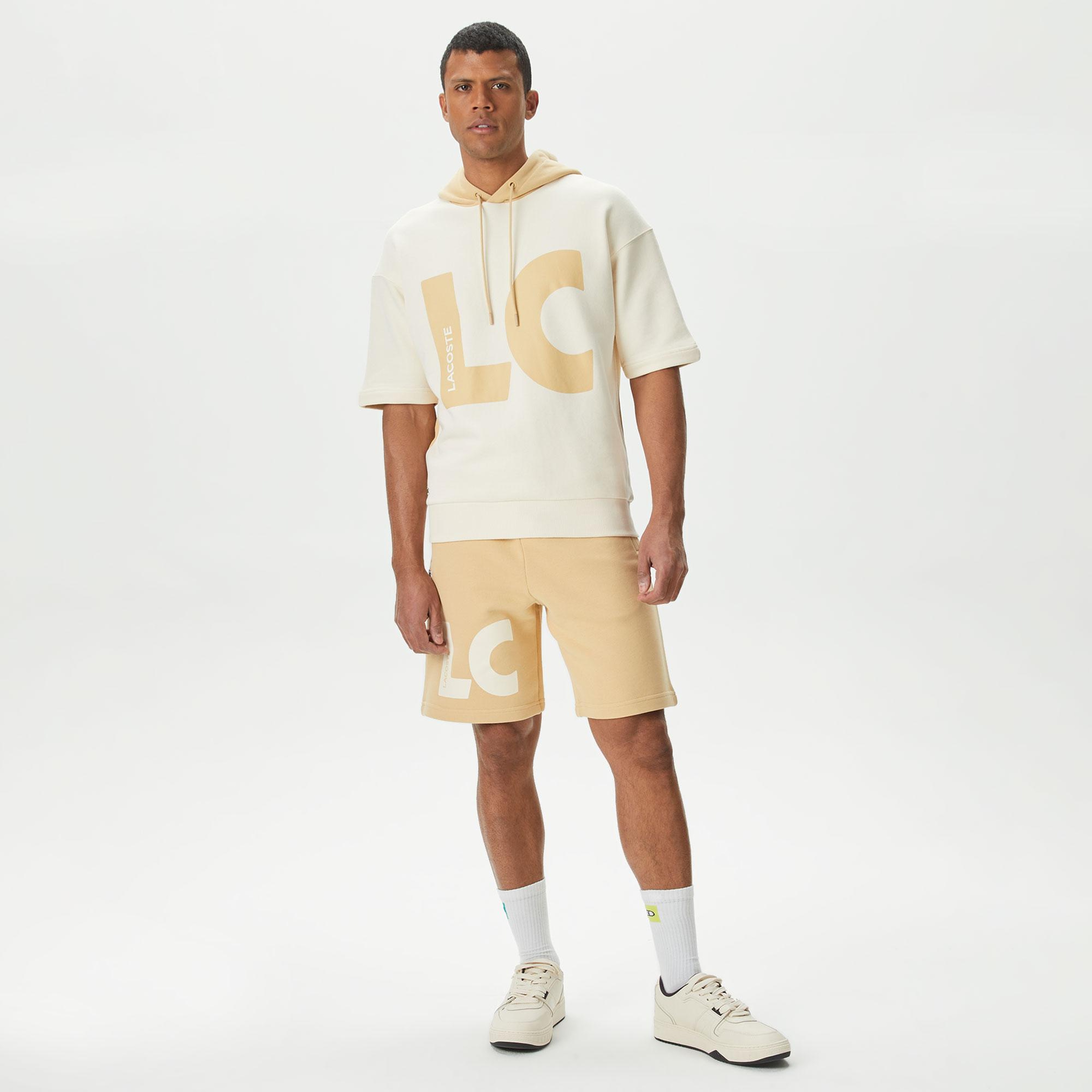 Erkek Relaxed Fit Baskılı Bej Şort