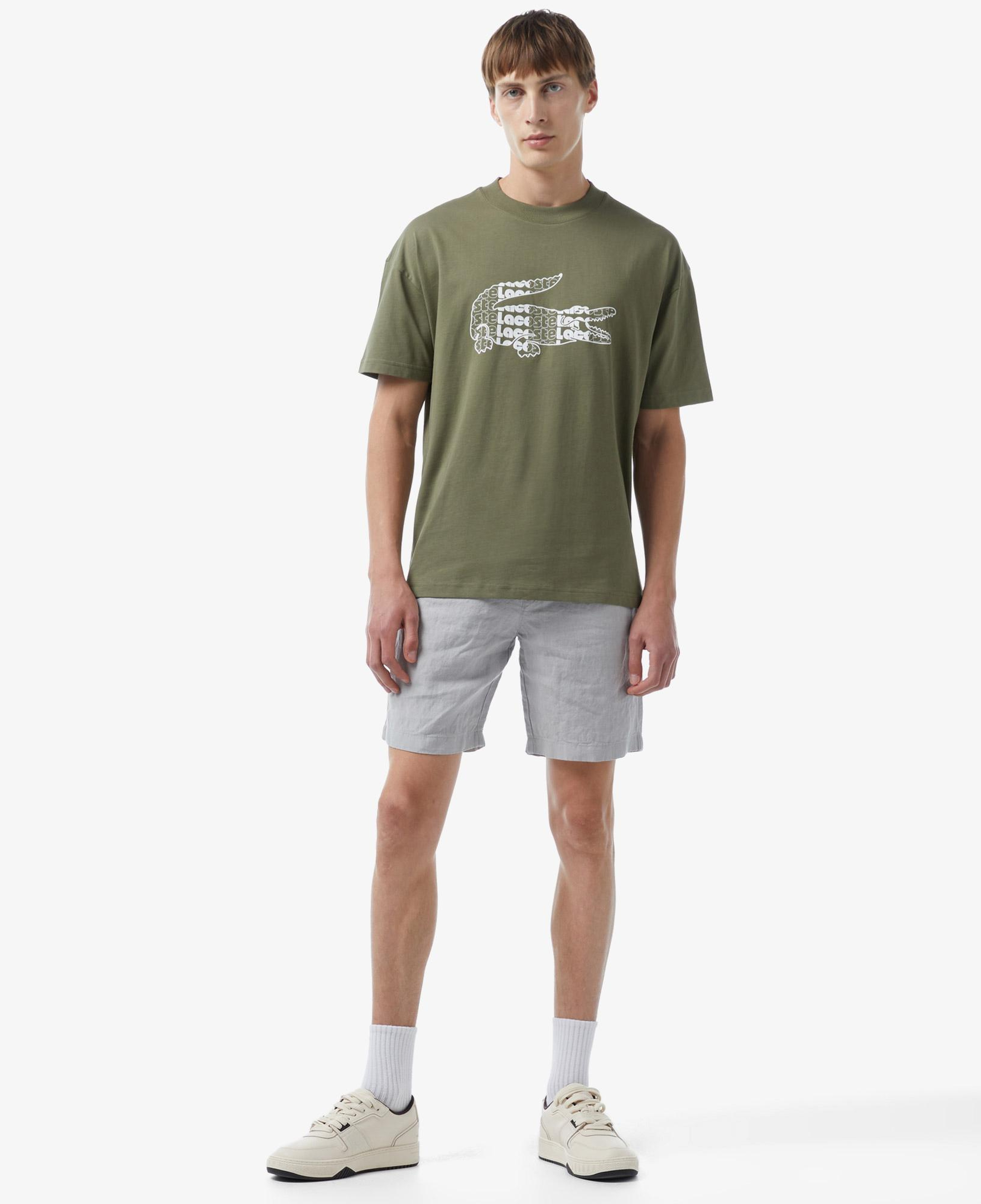 Erkek Slim Fit Keten Gri Bermuda