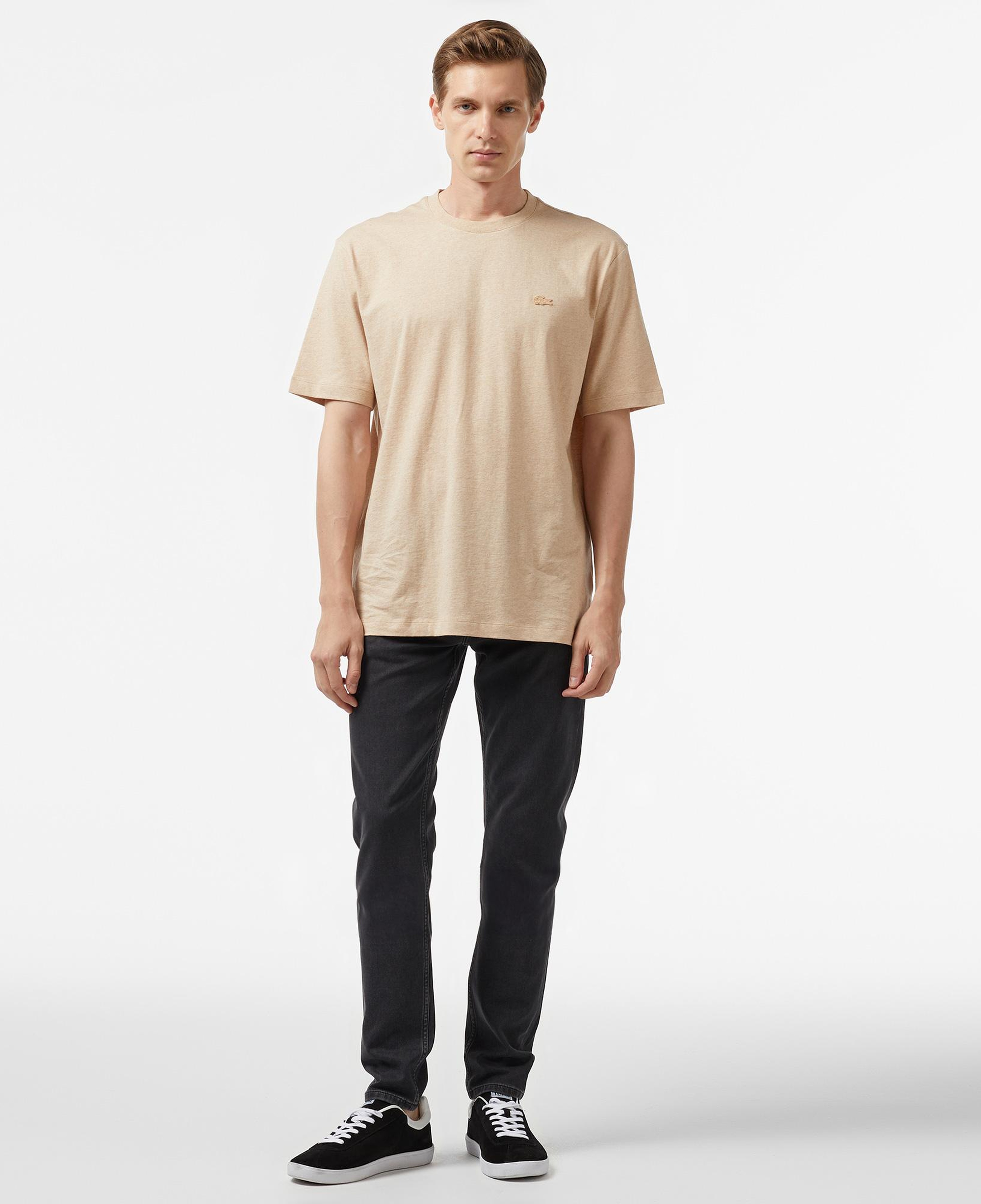 Erkek Loose Fit Bisiklet Yaka Bej T-Shirt