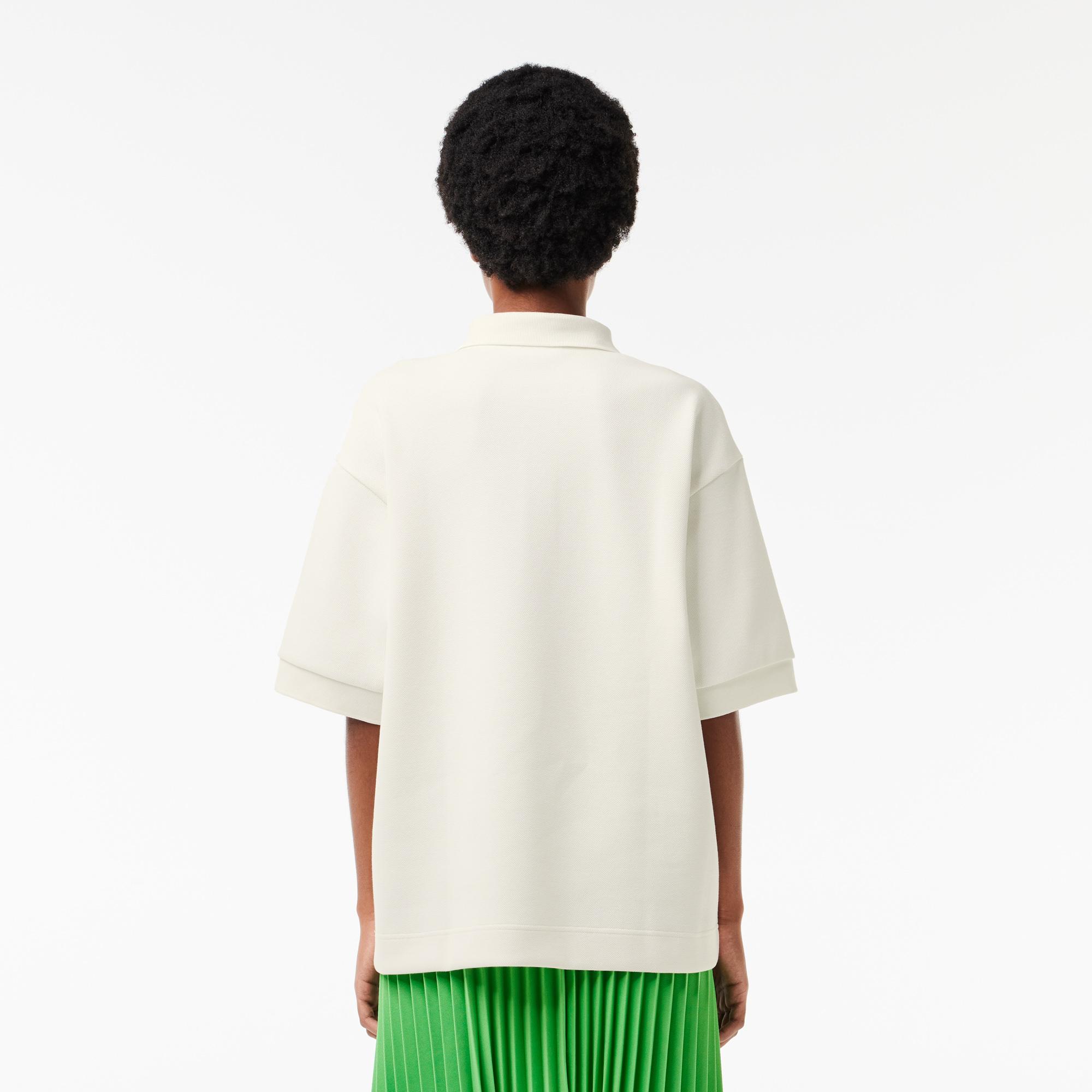 Kadın Oversize Fit Beyaz Polo