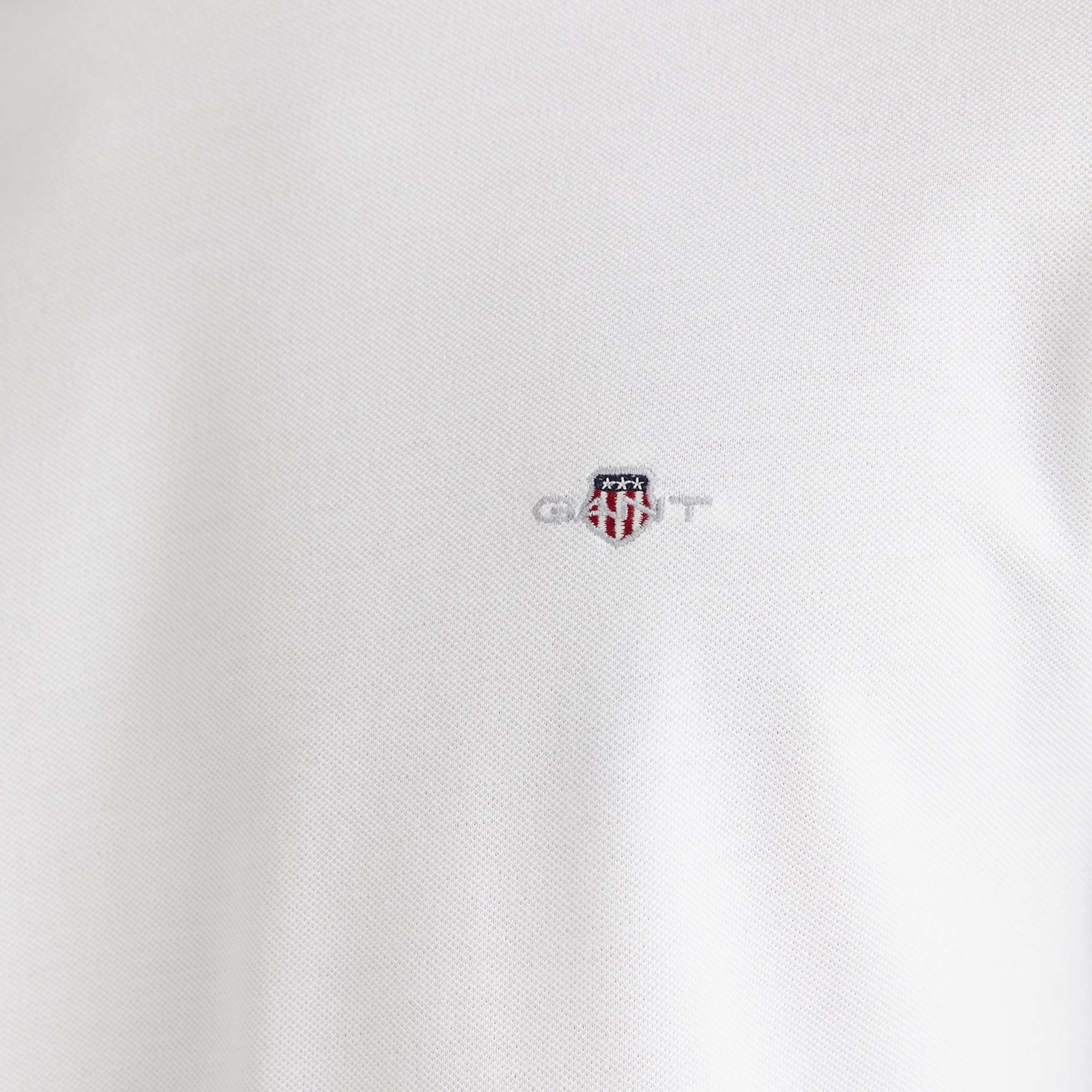 Gant Erkek Beyaz Slim Fit Bisiklet Yaka Uzun Kollu T-Shirt