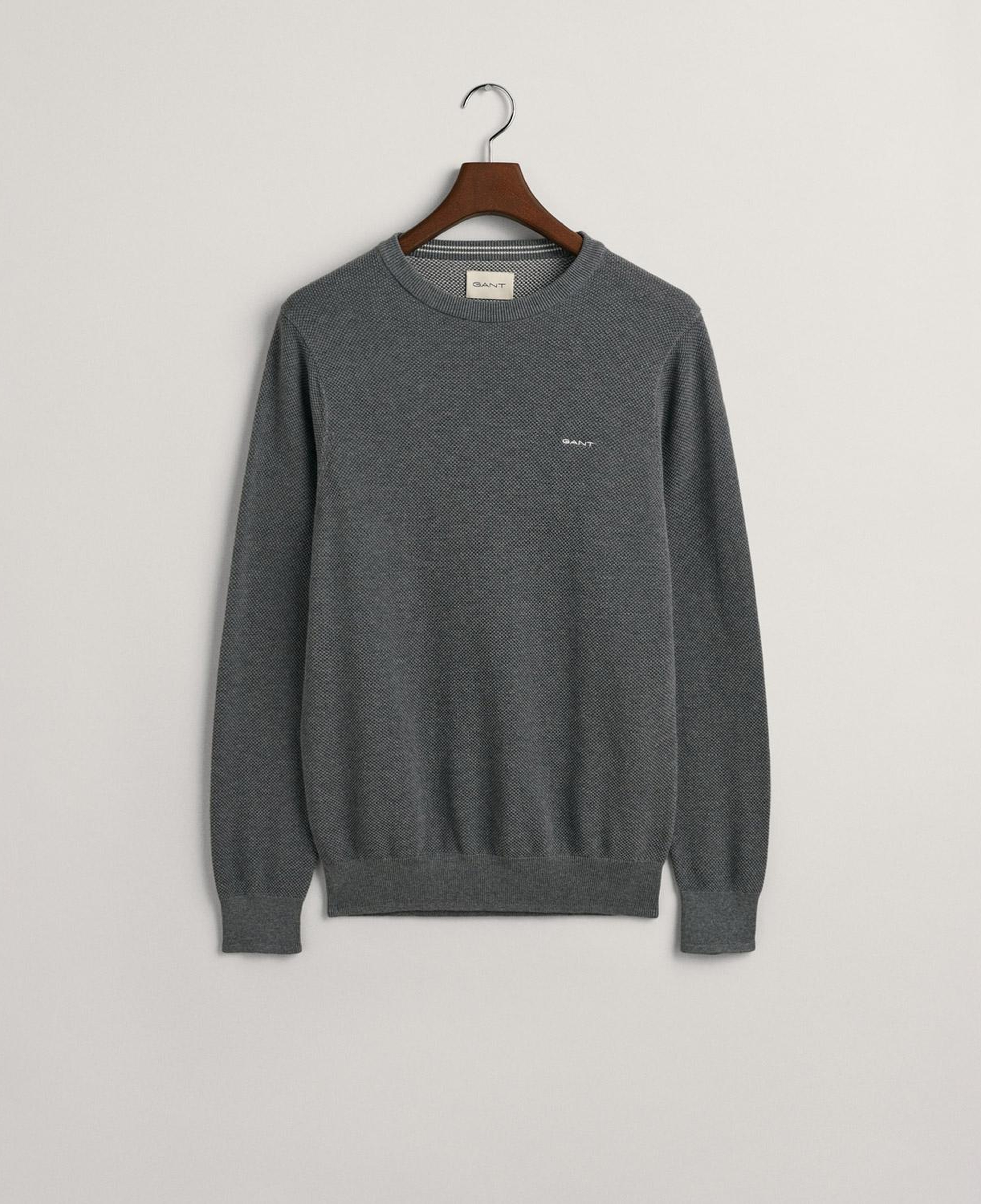GANT Erkek Gri Regular Fit Bisiklet Yaka Kazak
