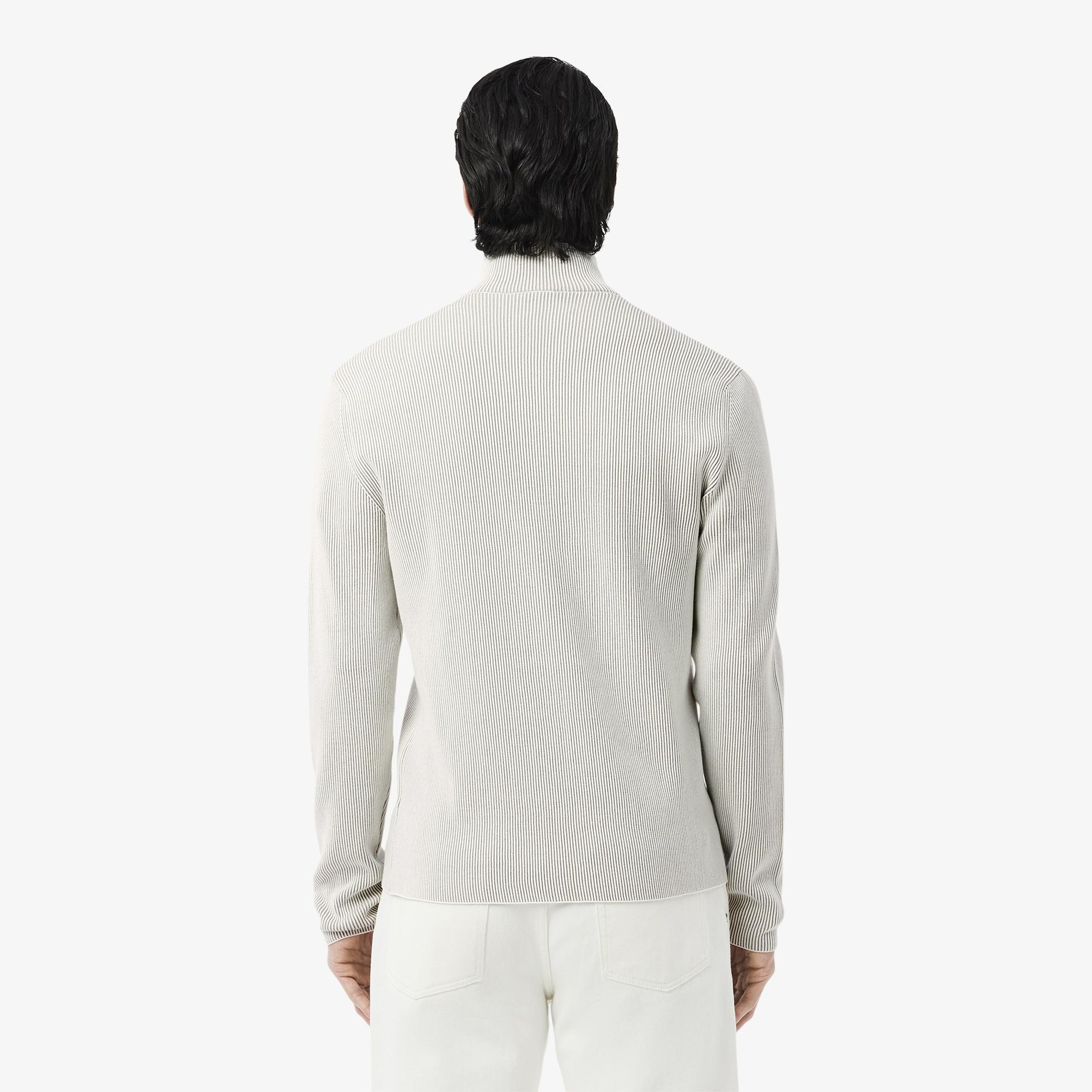 Lacoste Erkek Classic Fit Fermuarlı Yaka Gri Triko