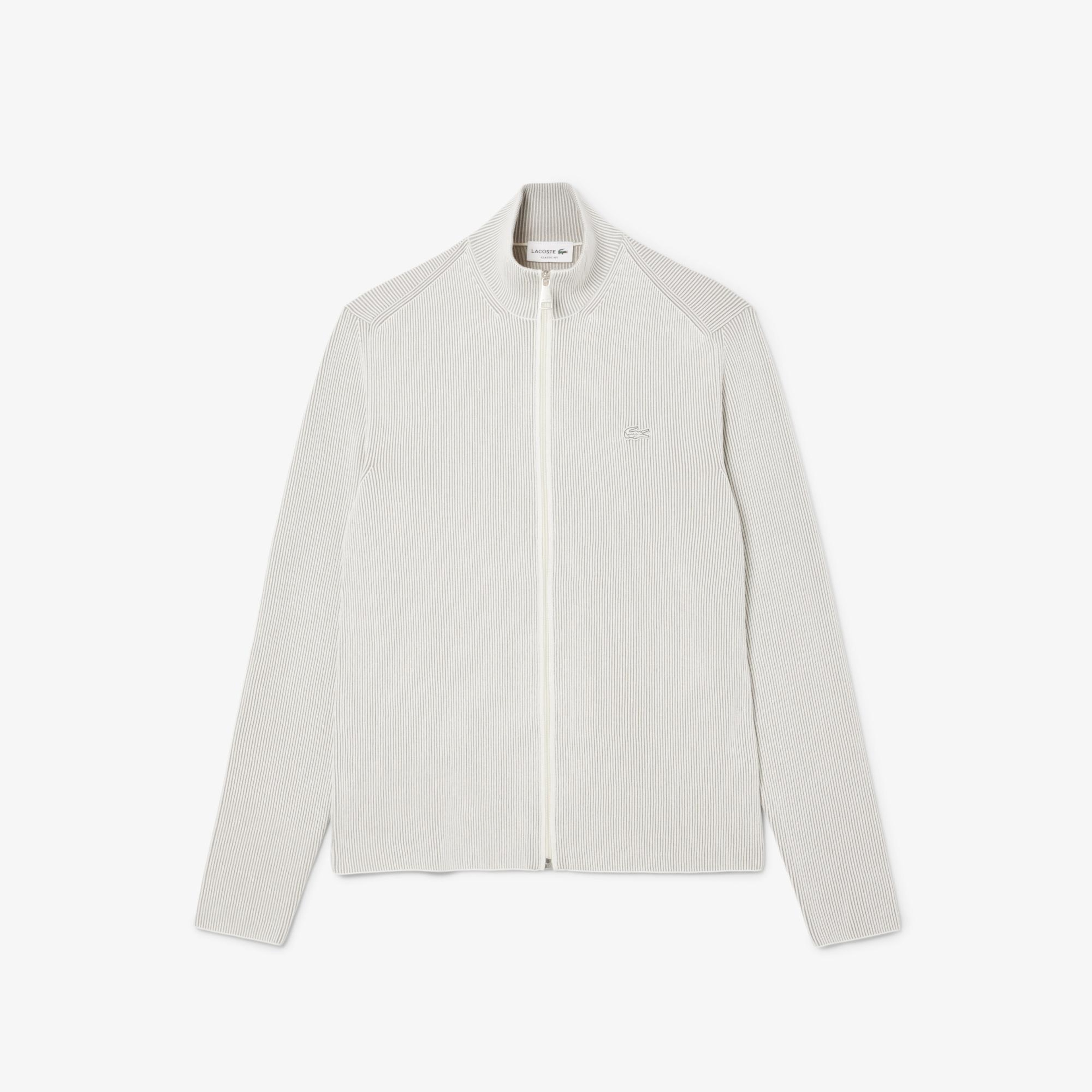 Lacoste Erkek Classic Fit Fermuarlı Yaka Gri Triko