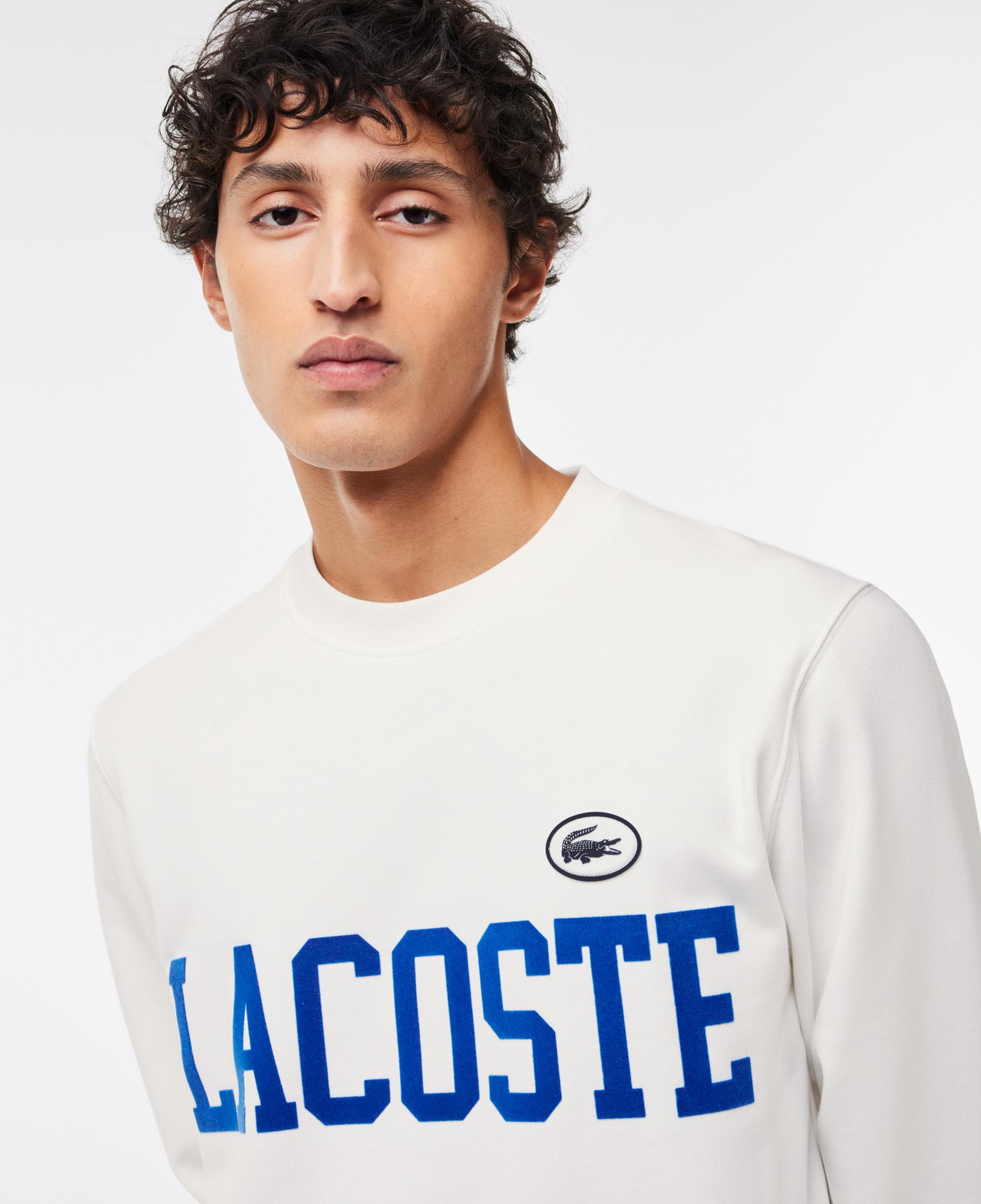 Erkek Classic Fit Bisiklet Yaka Baskılı Beyaz Sweatshirt