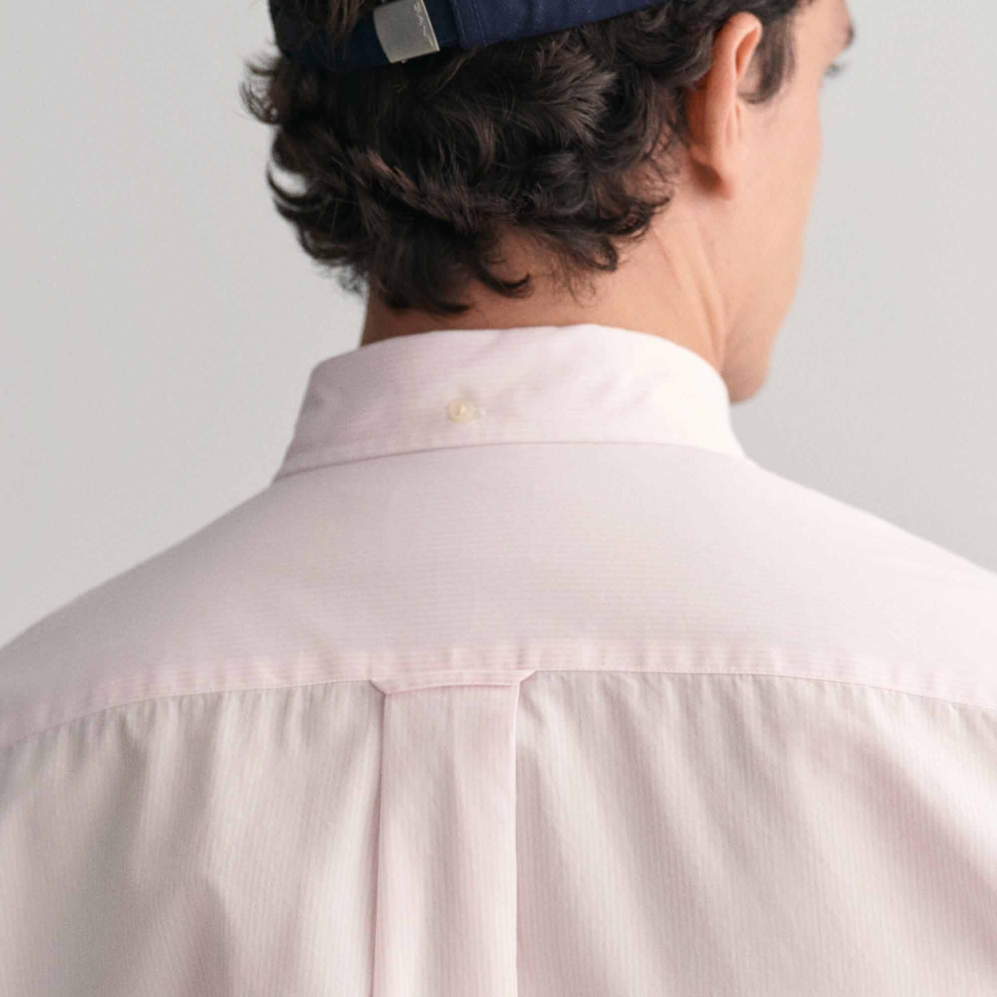 GANT Erkek Pembe Regular Fit Çizgili Düğmeli Yaka Gömlek