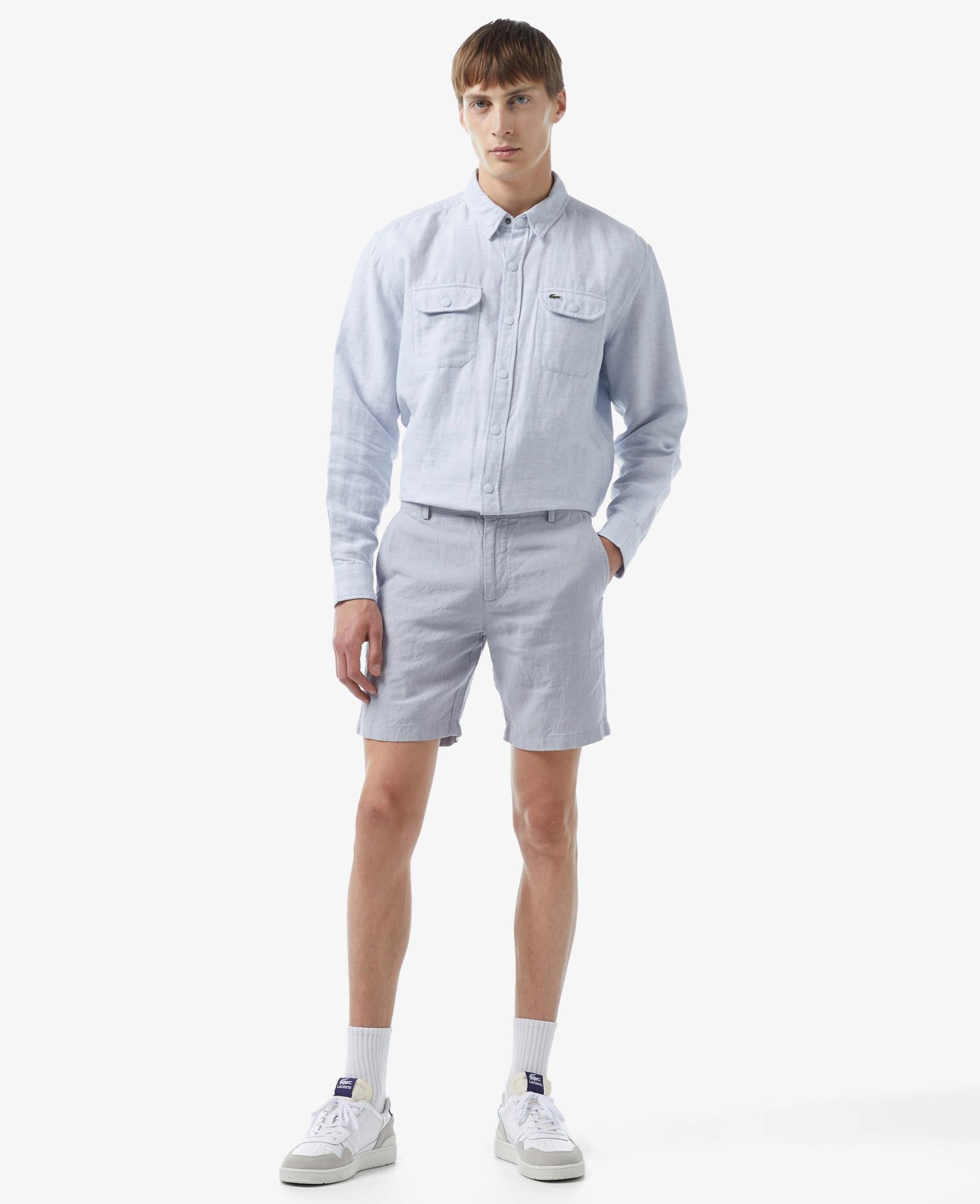 Lacoste Erkek Slim Fit Keten Mavi Bermuda