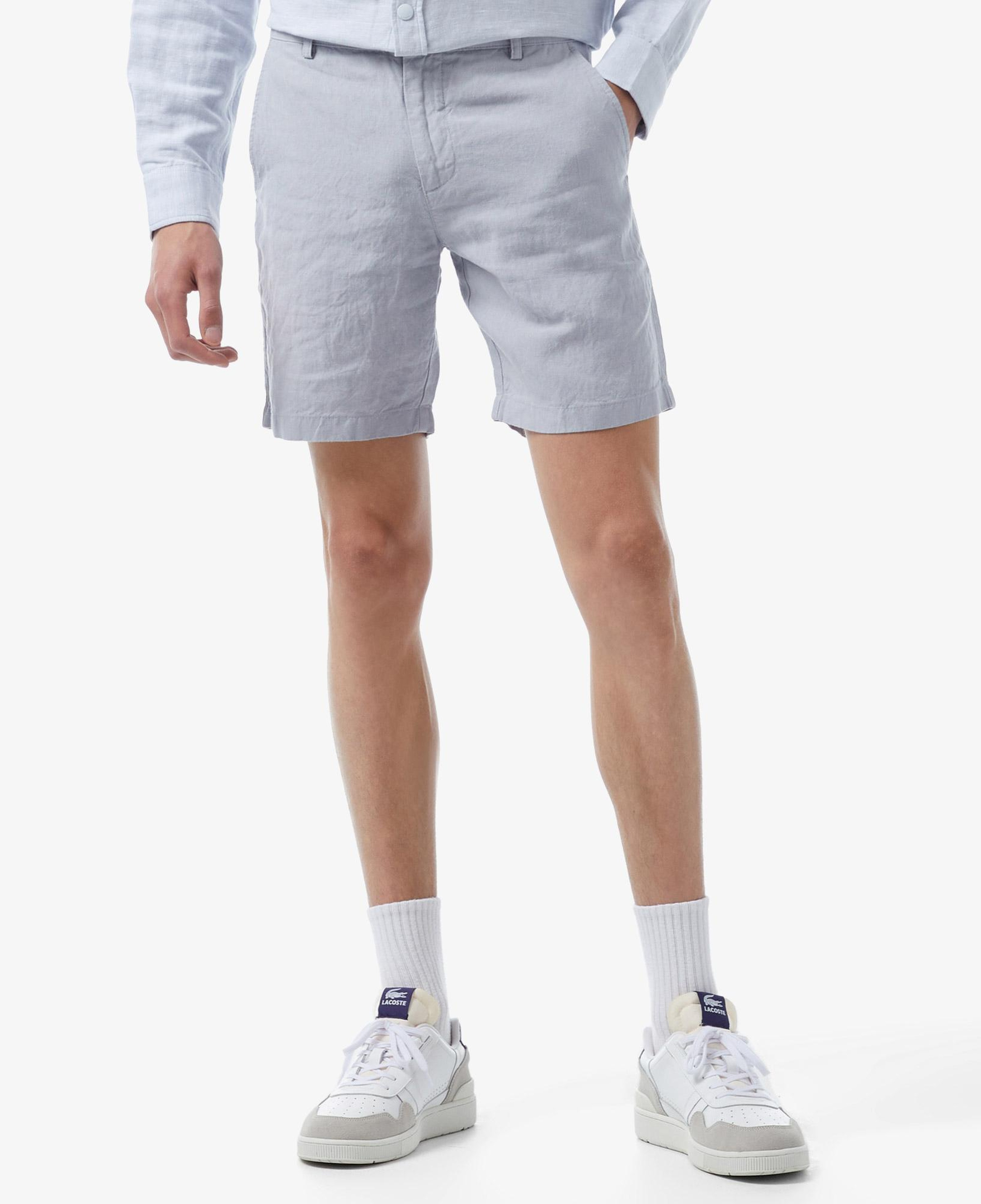 Lacoste Erkek Slim Fit Keten Mavi Bermuda