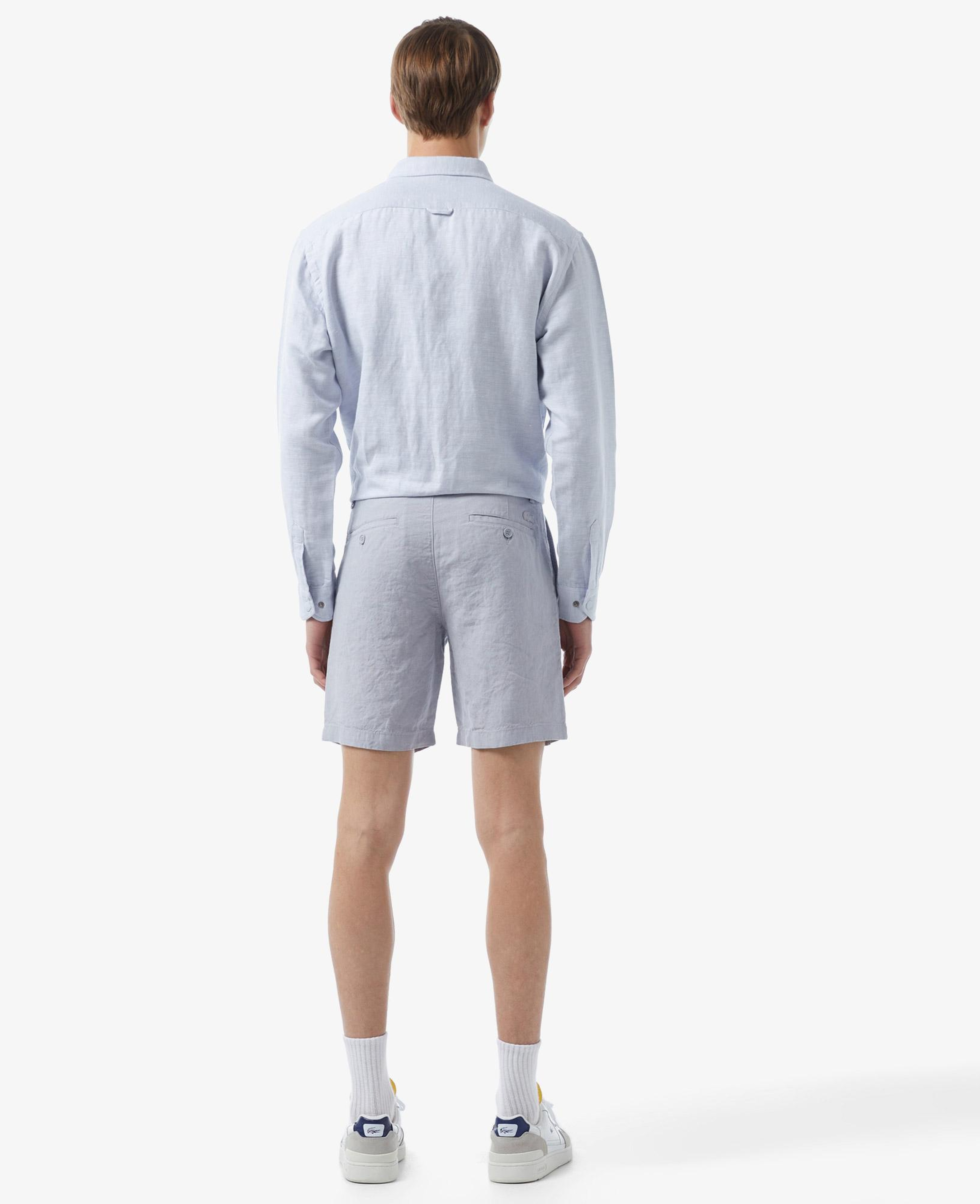 Lacoste Erkek Slim Fit Keten Mavi Bermuda