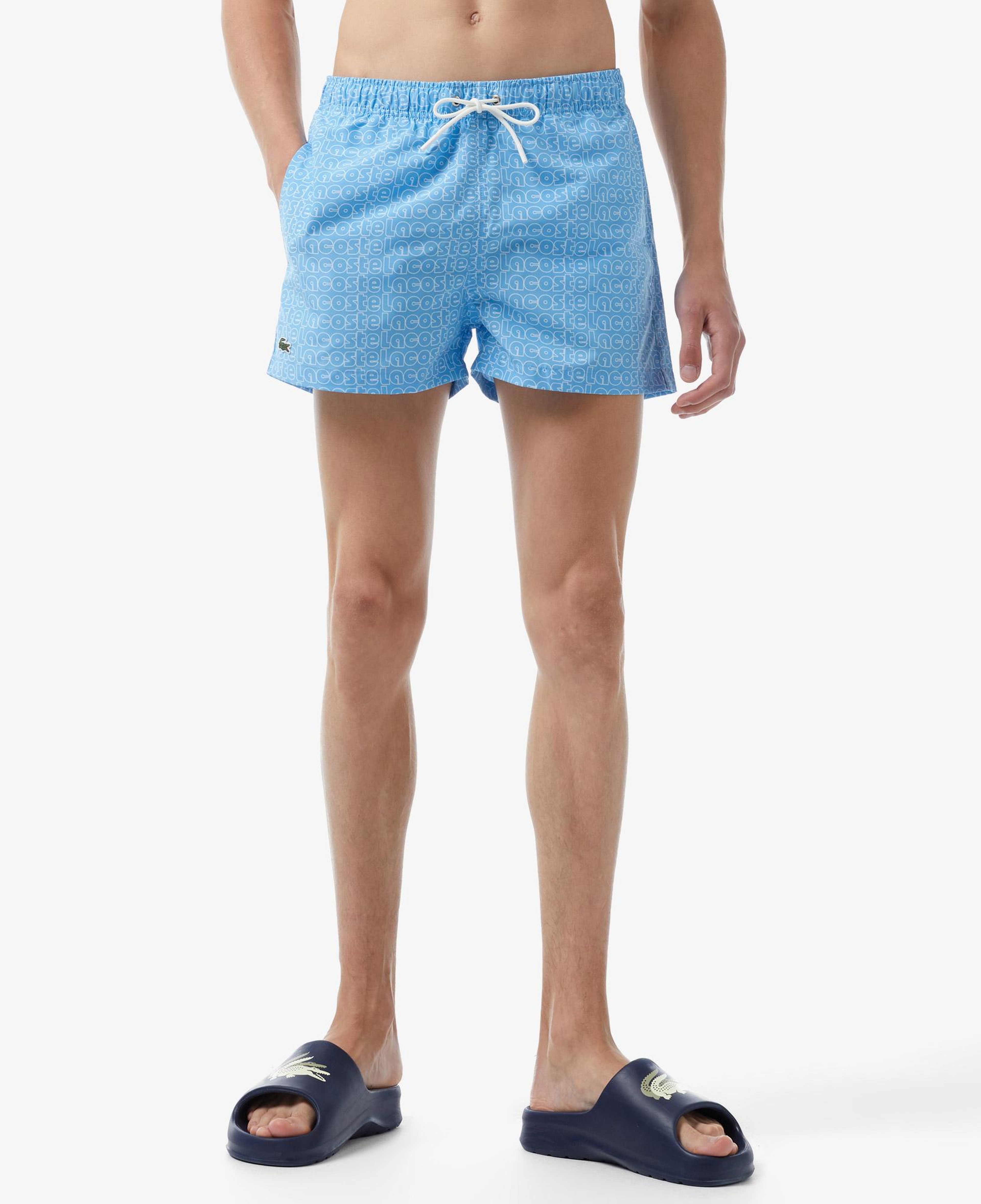 Lacoste Erkek Desenli Mavi Deniz Şortu