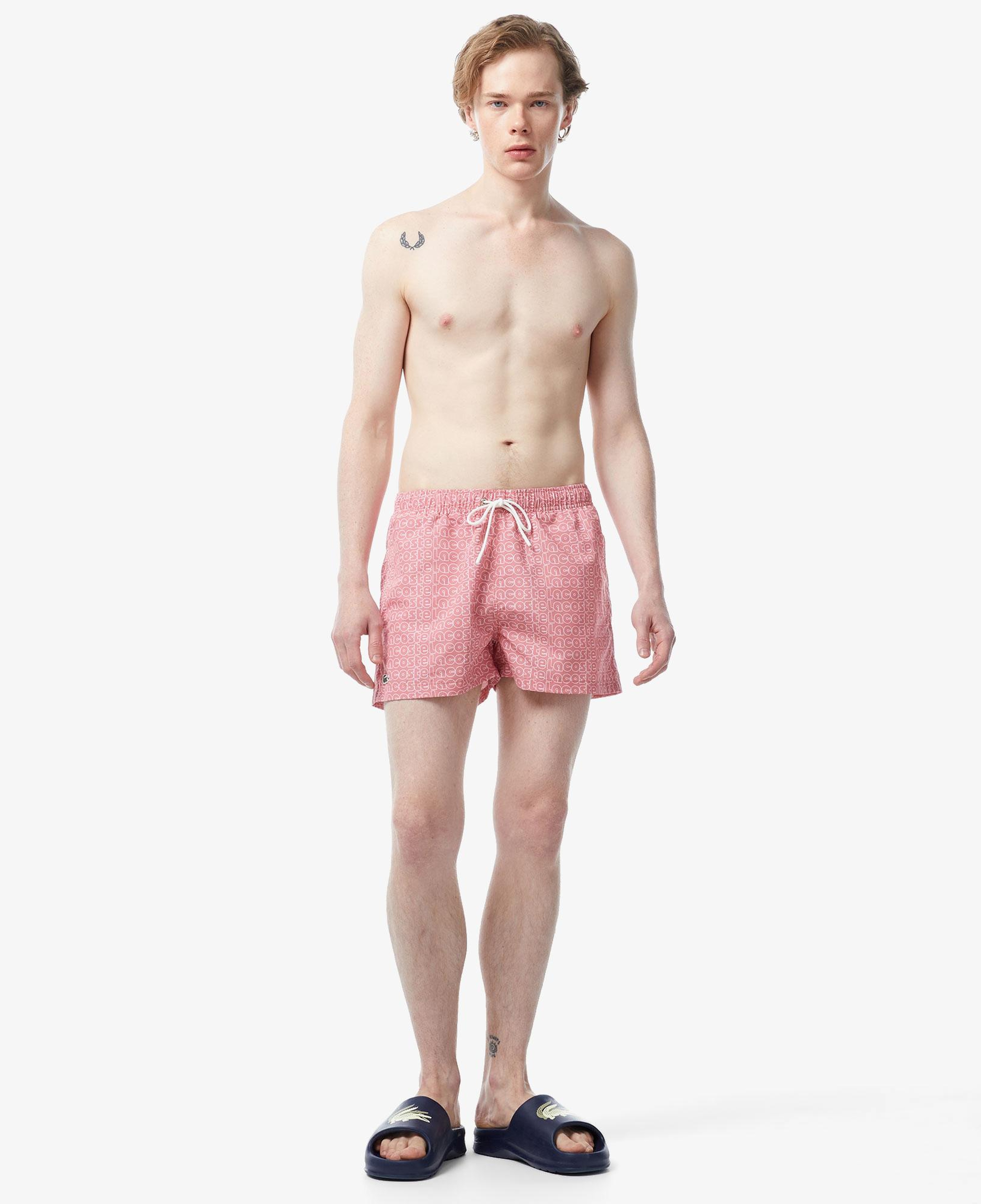 Lacoste Erkek Desenli Pembe Deniz Şortu