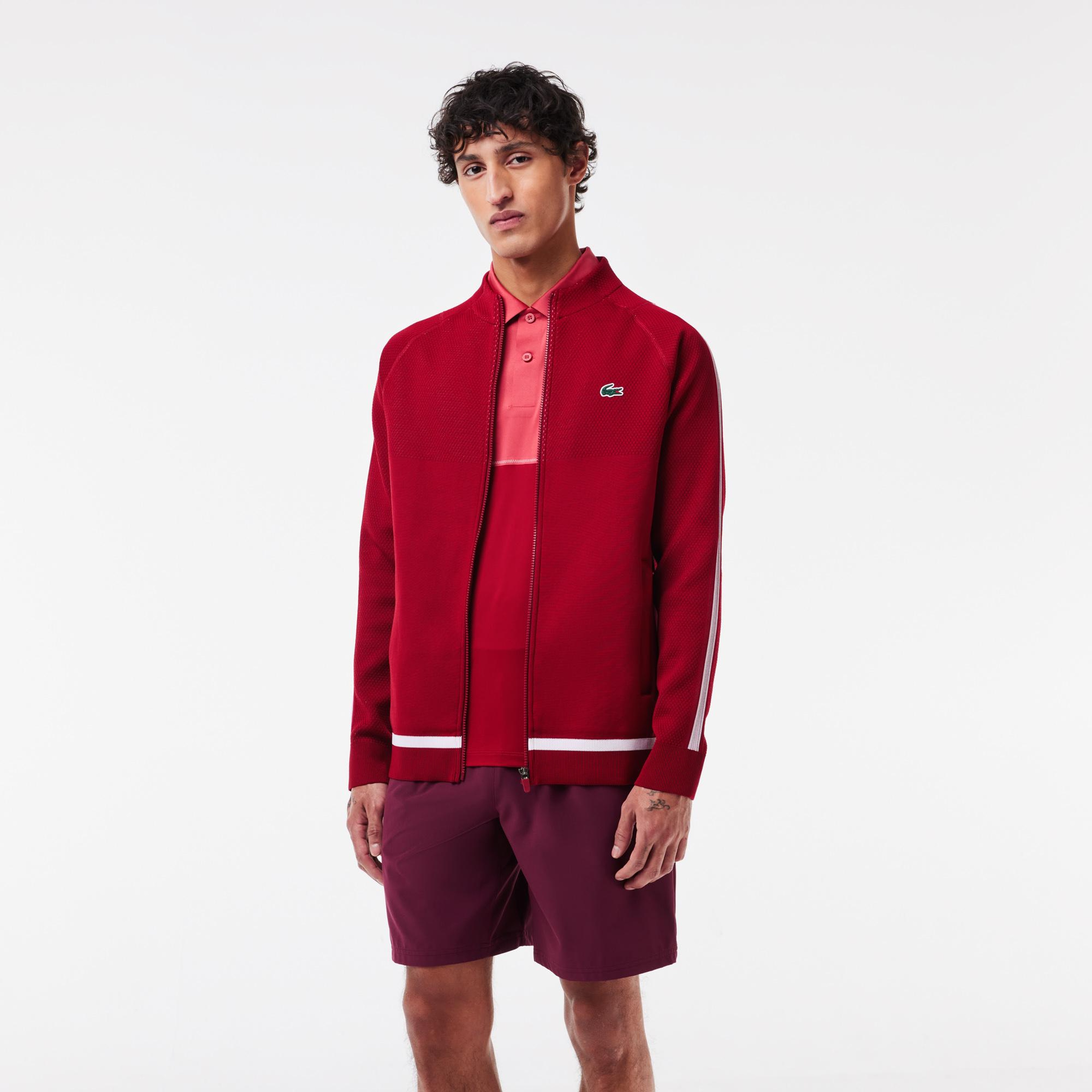 SPORT x Novak Djokovic Erkek Bisiklet Yaka Renk Bloklu Kırmızı Sweatshirt
