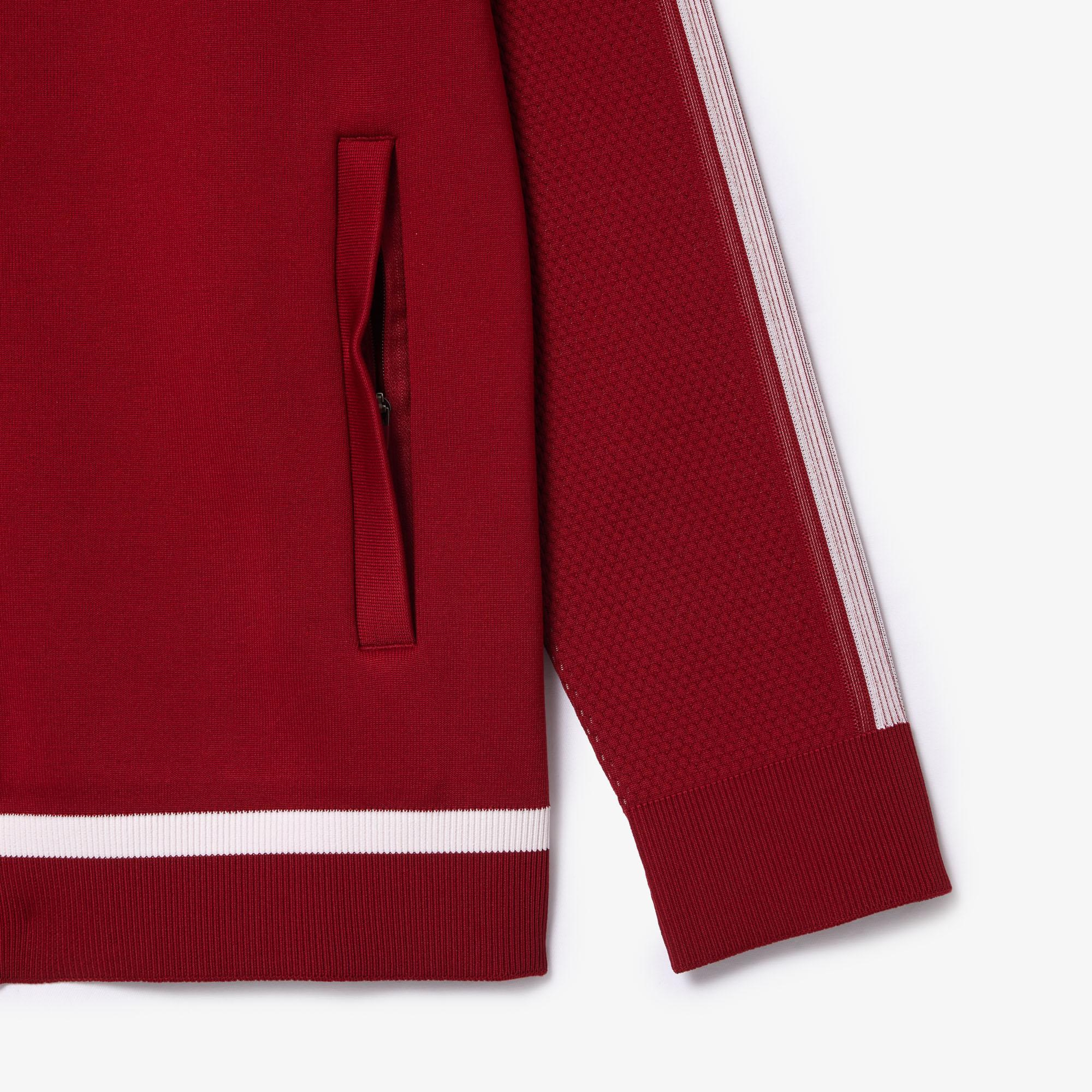 SPORT x Novak Djokovic Erkek Bisiklet Yaka Renk Bloklu Kırmızı Sweatshirt