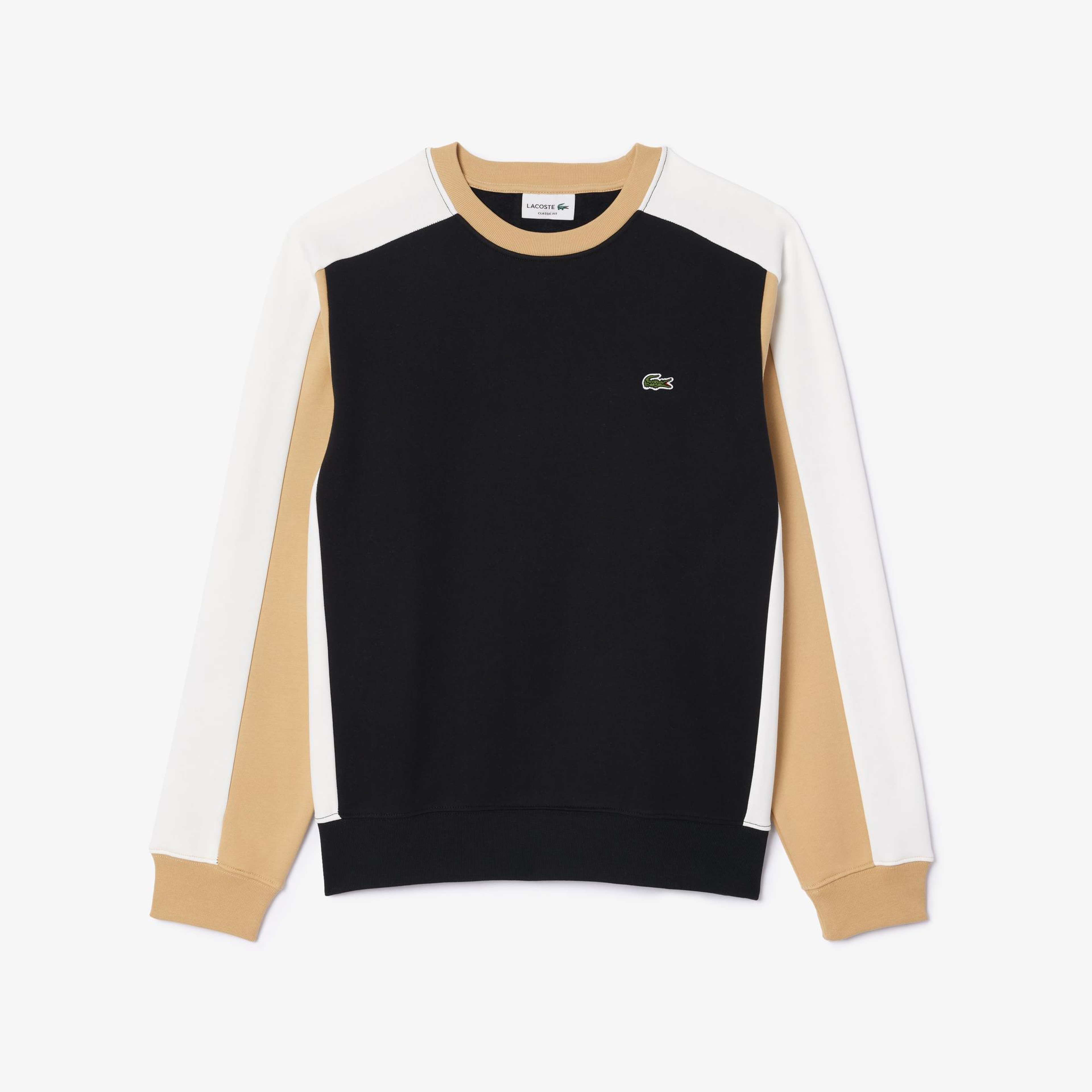 Erkek Classic Fit Bisiklet Yaka Renk Bloklu Siyah Sweatshirt