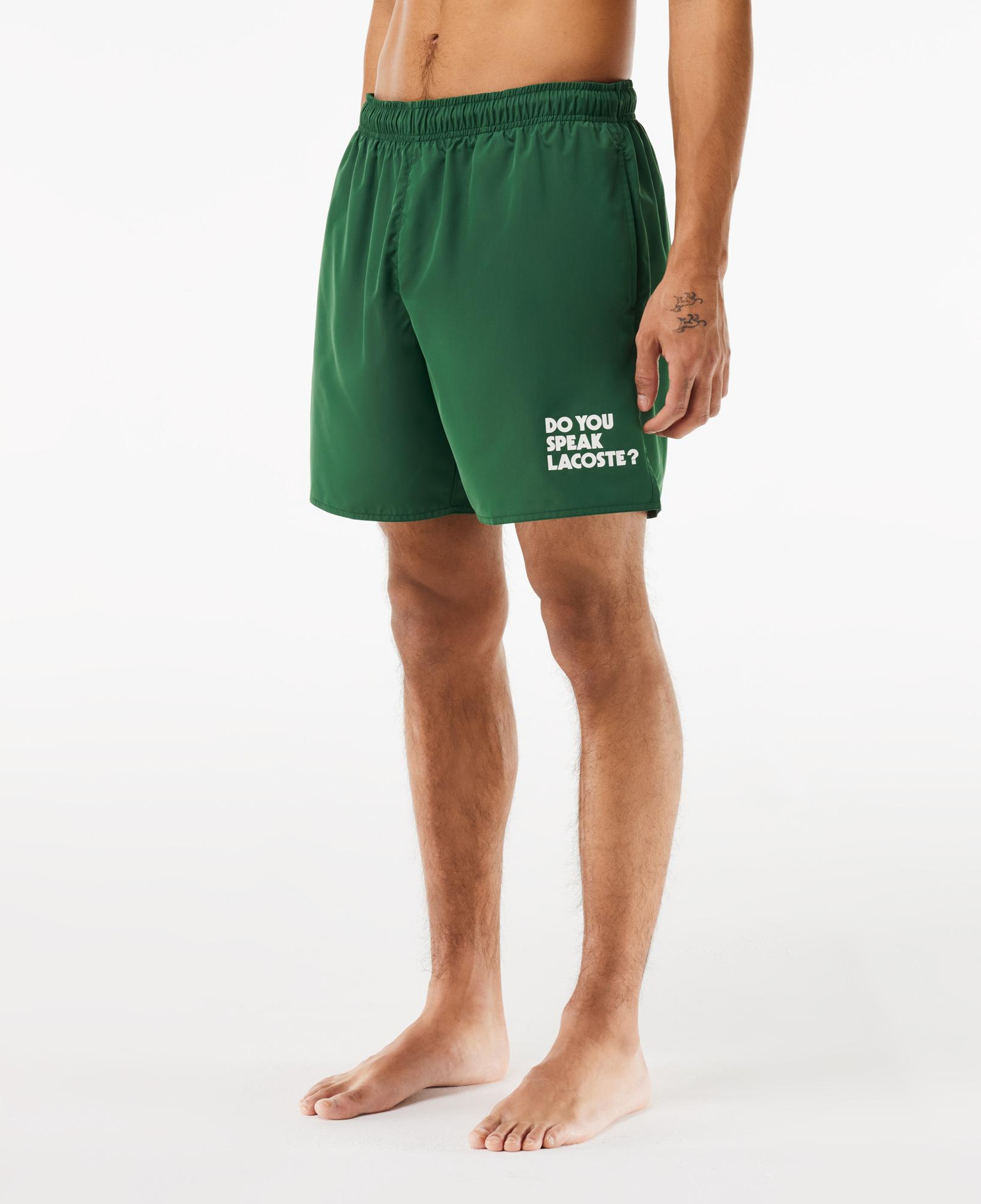 Lacoste Erkek Baskılı Yeşil Deniz Şortu