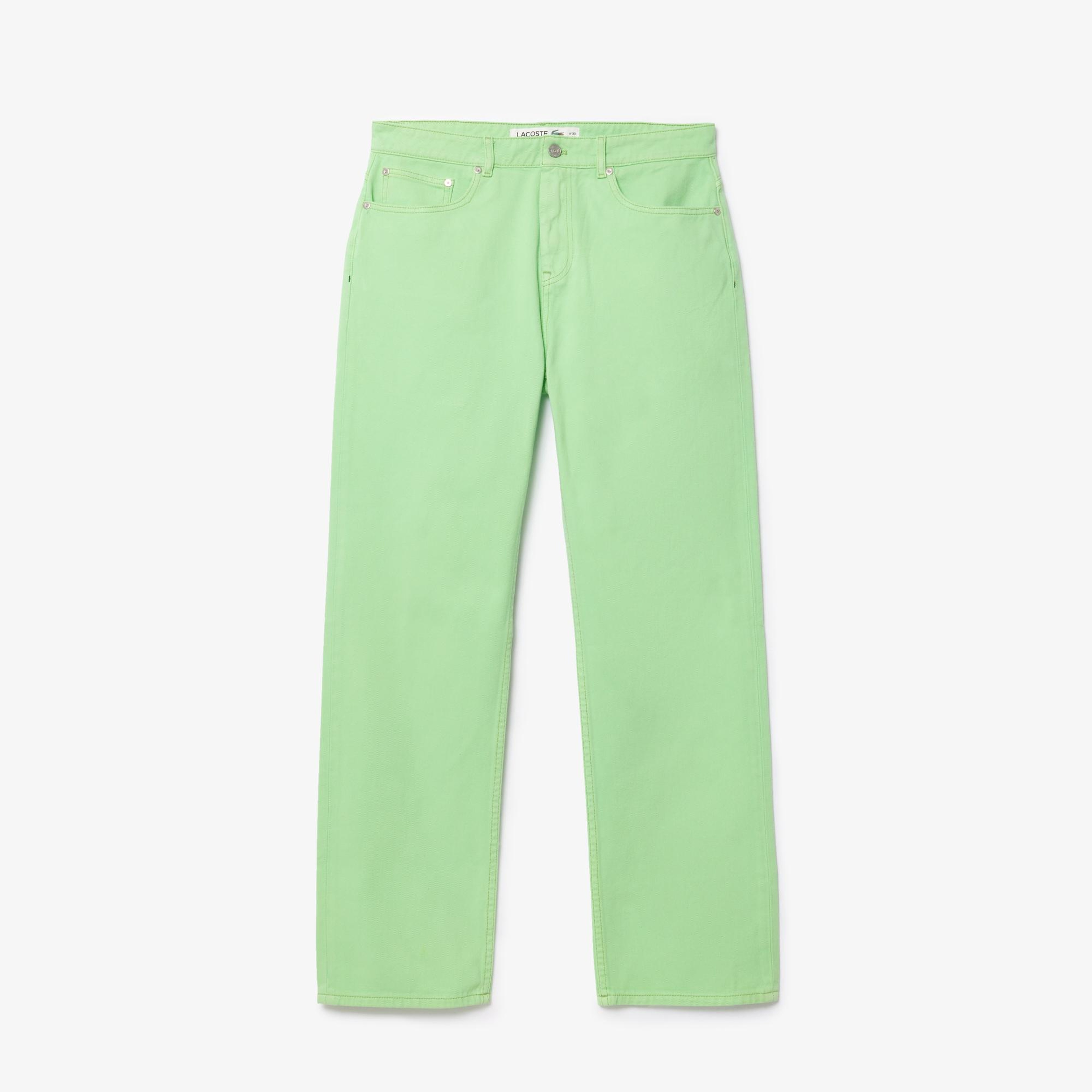Erkek Straight Fit Denim Yeşil Pantolon