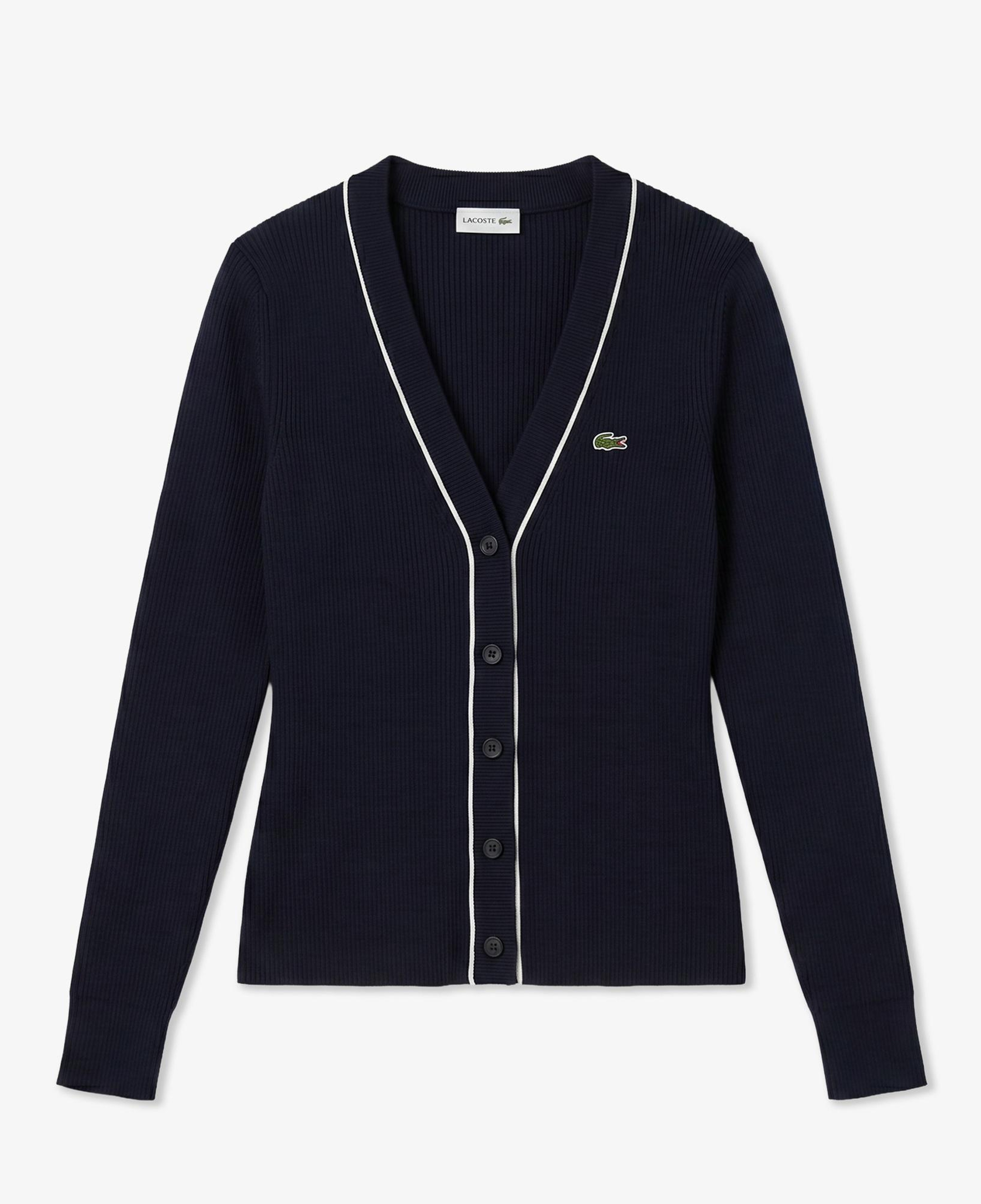 Kadın Slim Fit V Yaka Lacivert Hırka