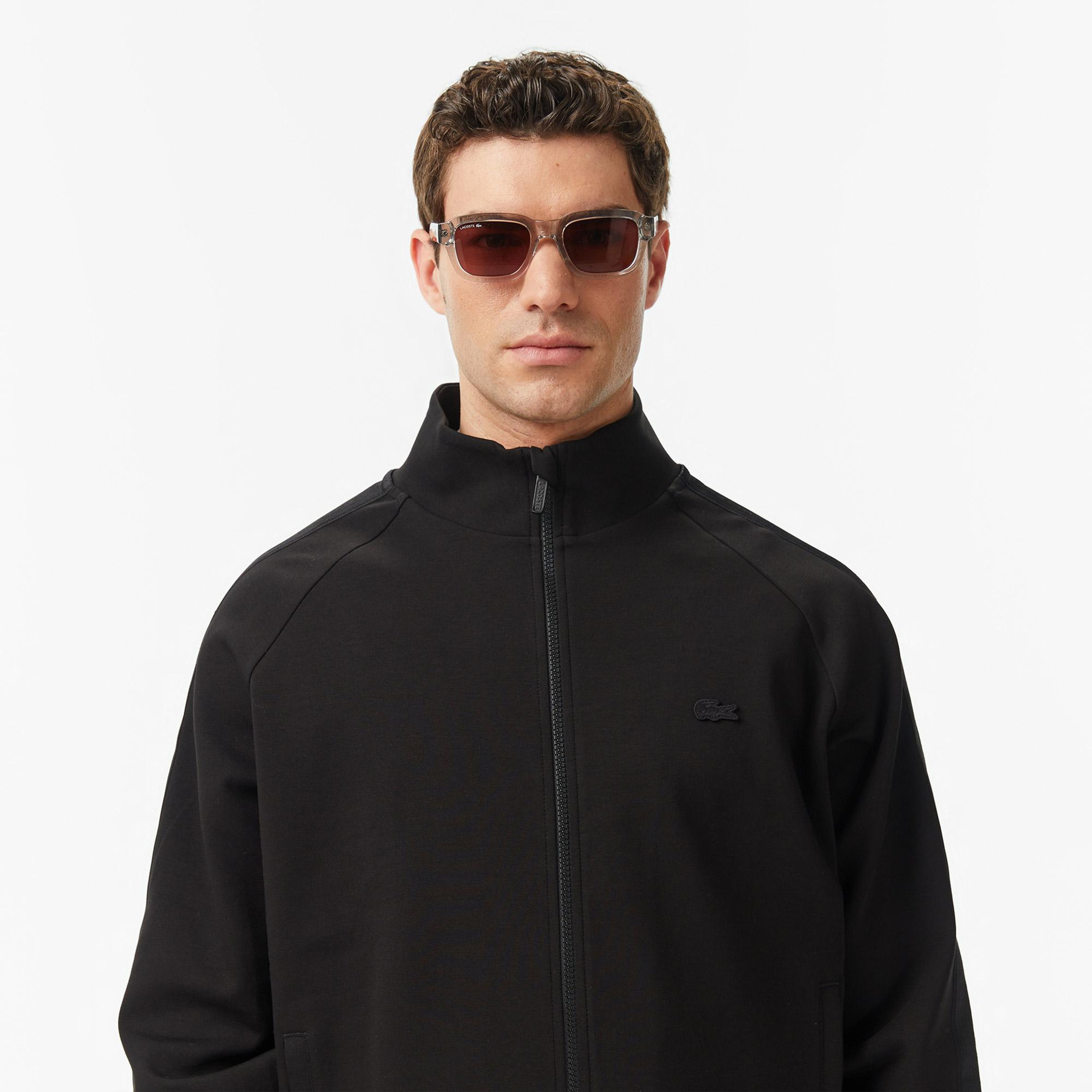 Erkek Classic Fit Dik Yaka Siyah Sweatshirt