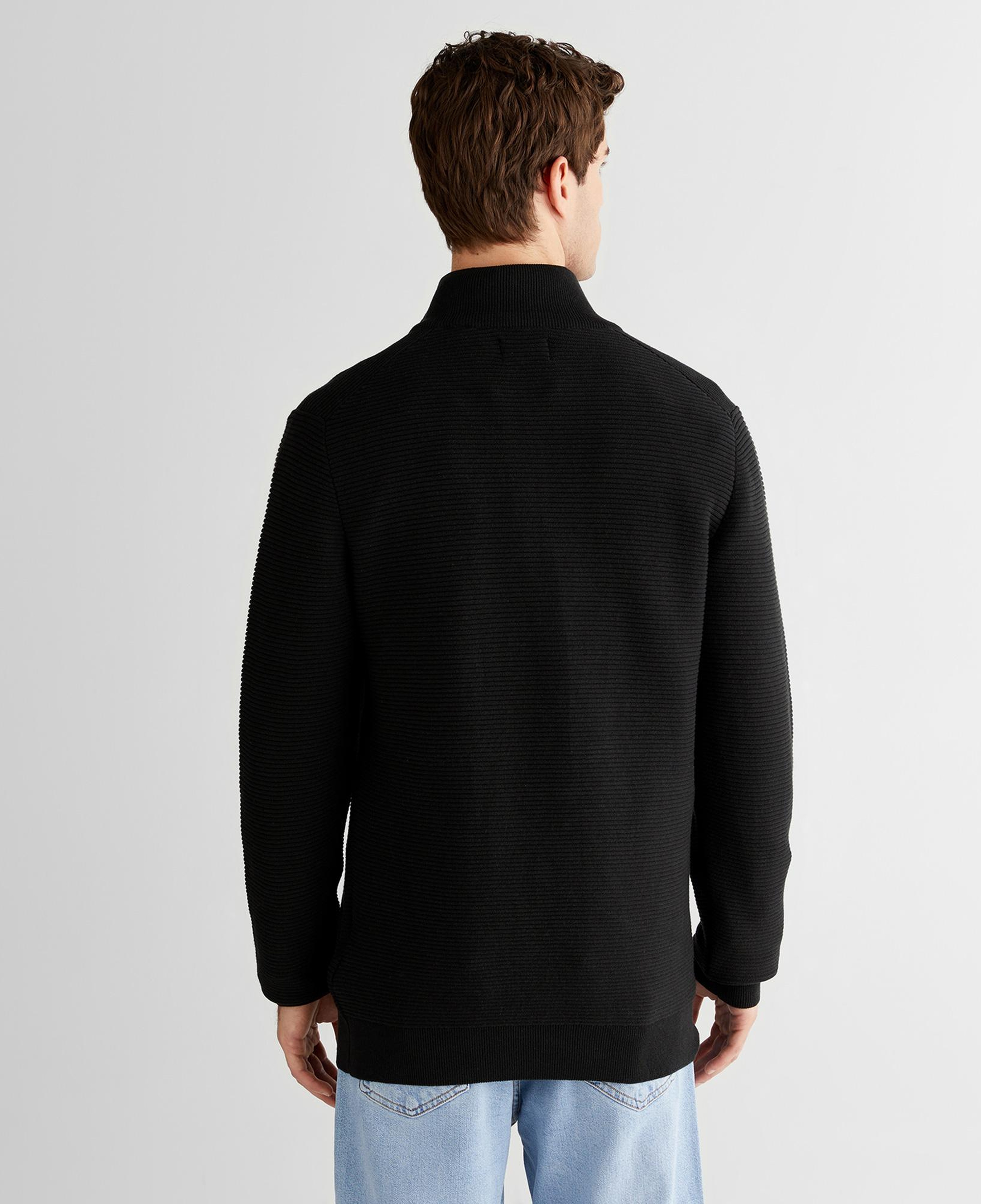 GANT Erkek Siyah Regular Fit Yarım Fermuarlı Triko