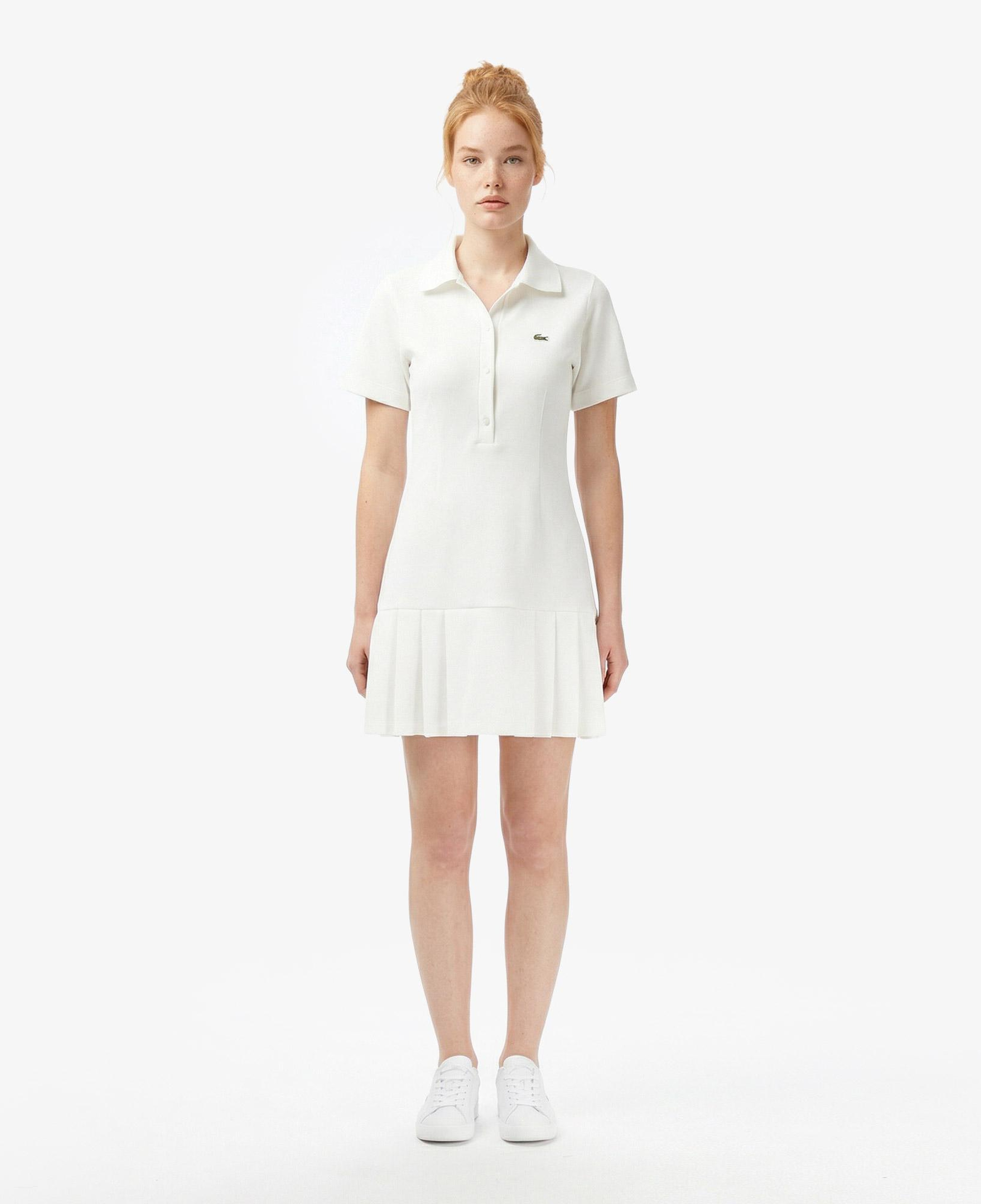 Kadın Classic Fit Kısa Kollu Polo Yaka Krem Elbise
