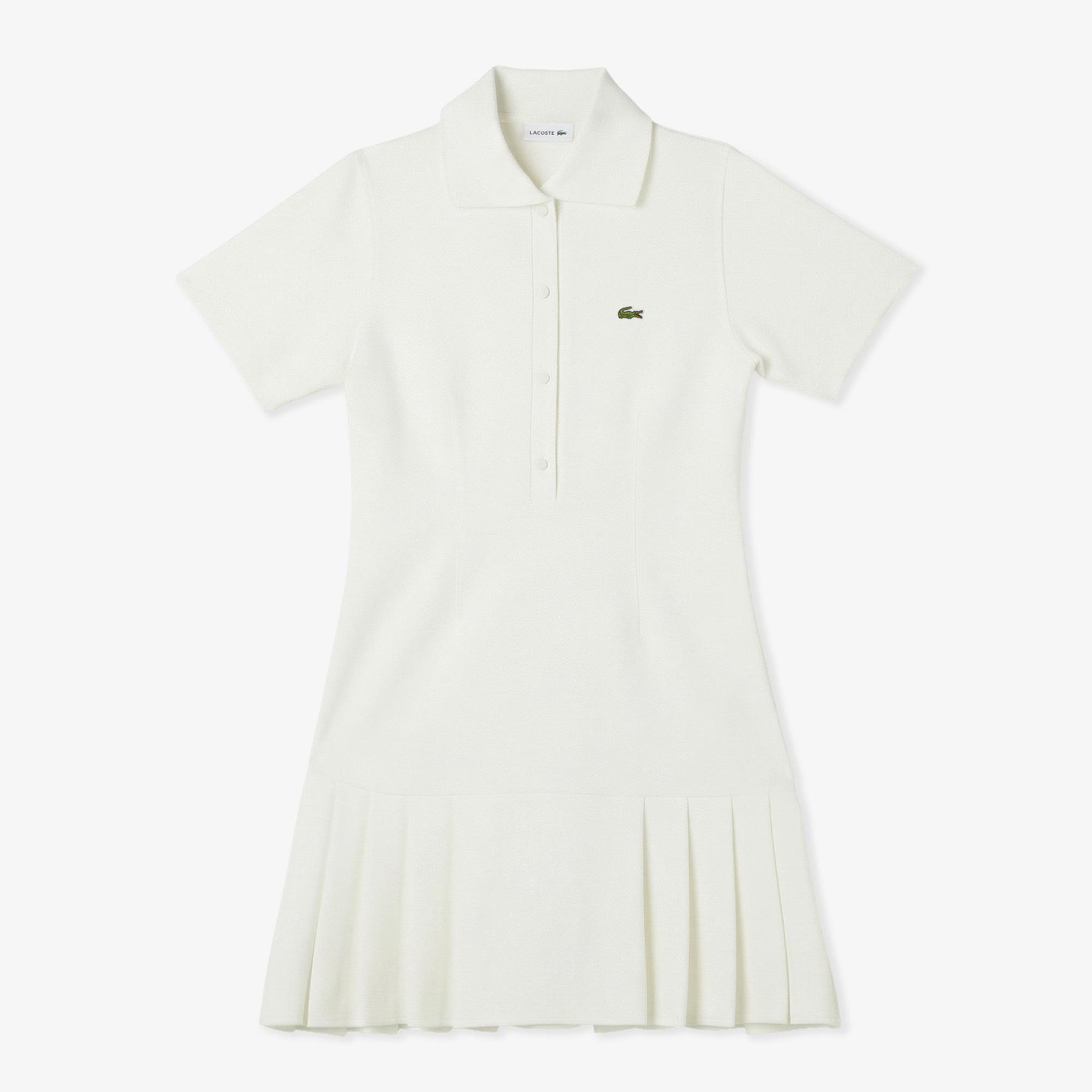 Kadın Classic Fit Kısa Kollu Polo Yaka Krem Elbise