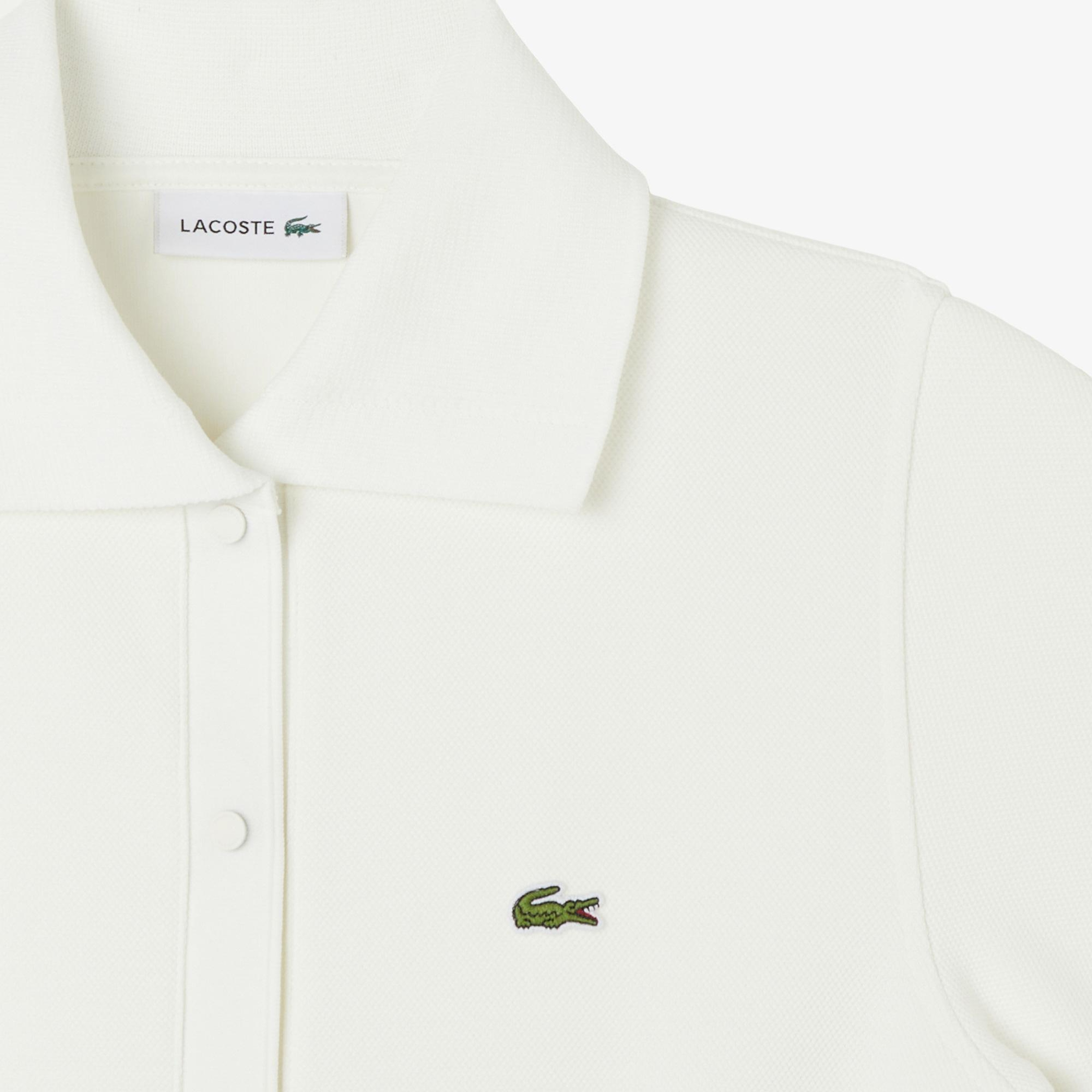 Kadın Classic Fit Kısa Kollu Polo Yaka Krem Elbise