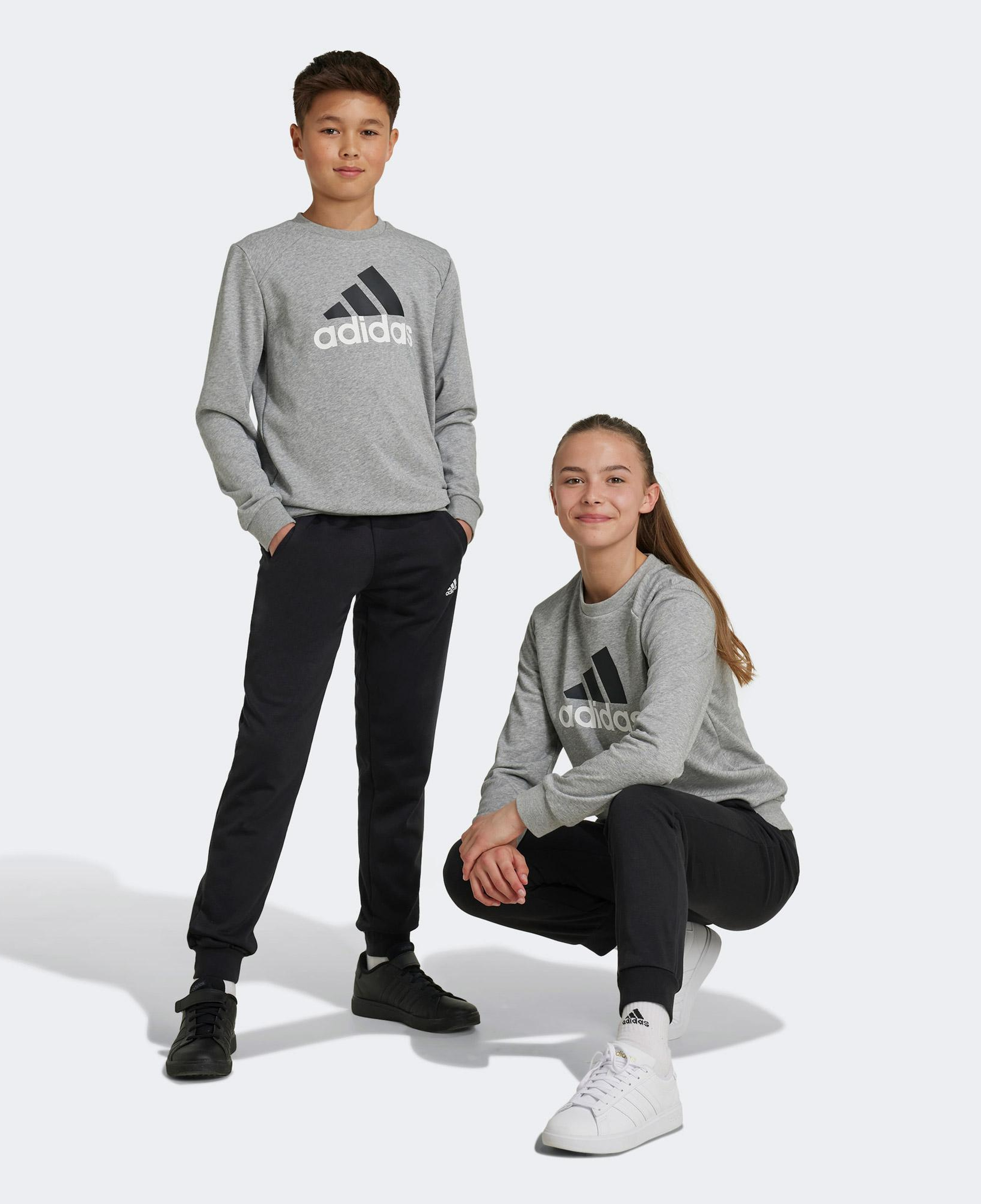 adidas Essentials Big Logo French Terry Çocuk Gri Eşofman Takımı