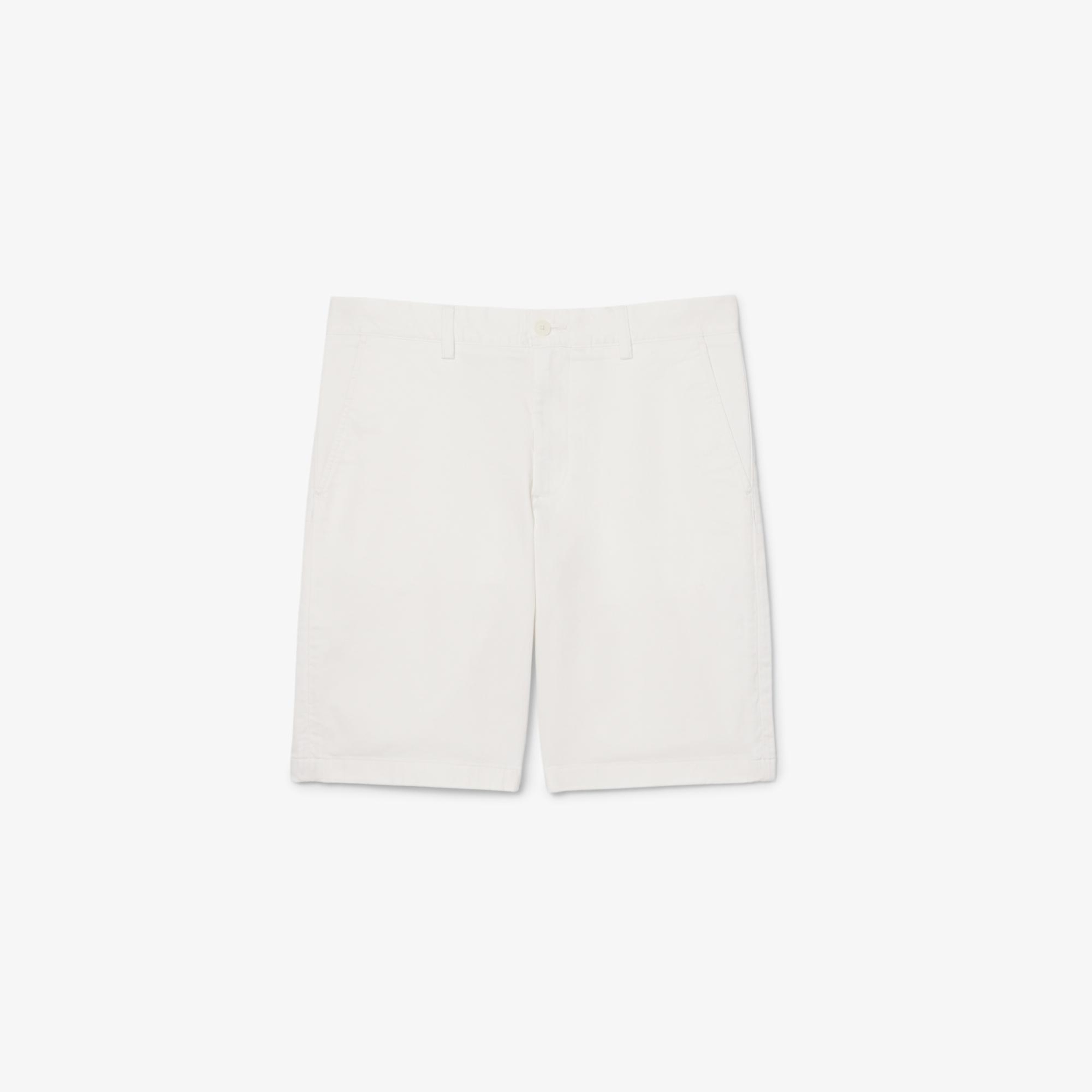 Erkek Slim Fit Beyaz Bermuda Şort