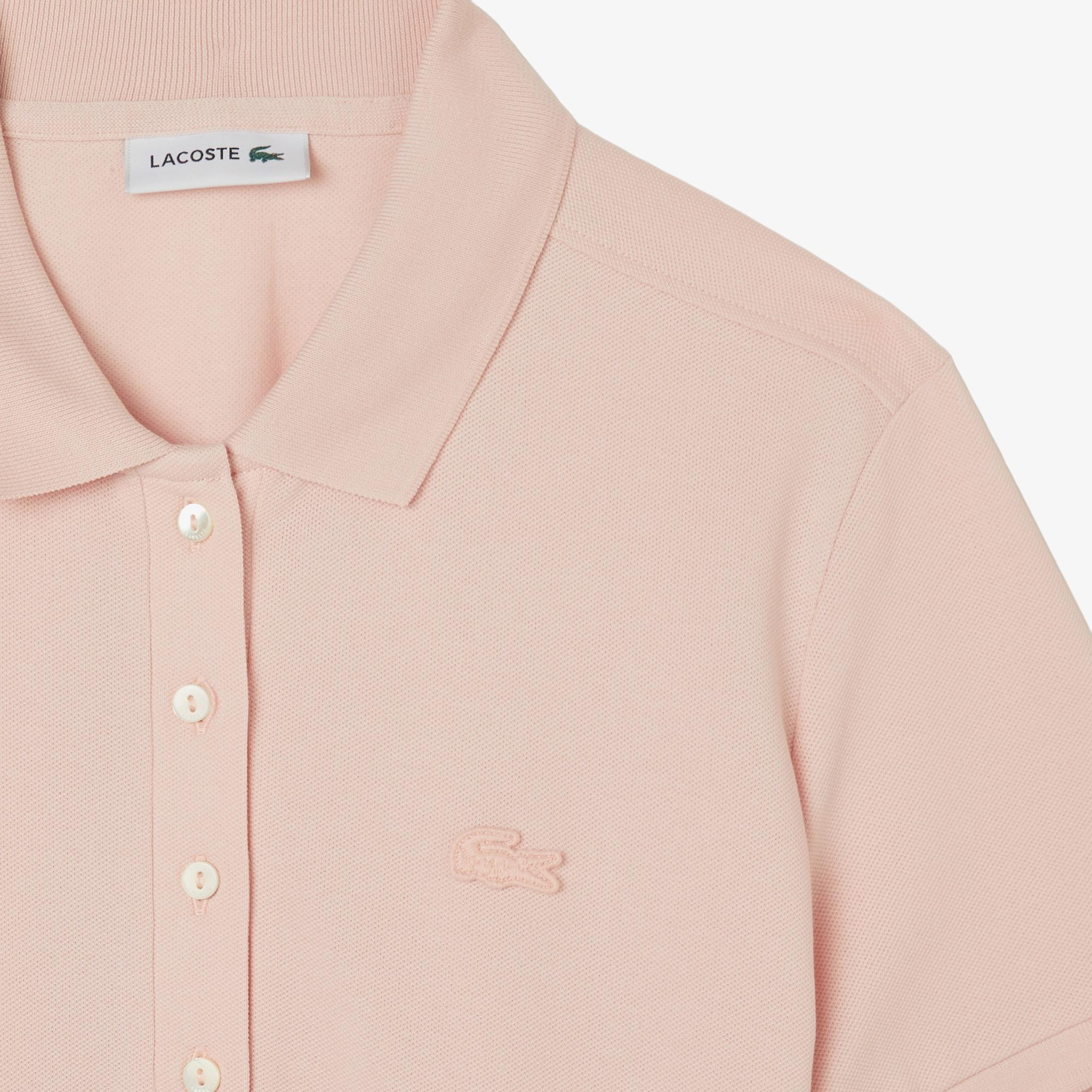 Kadın Slim Fit Kısa Kollu Polo Yaka Pembe Elbise