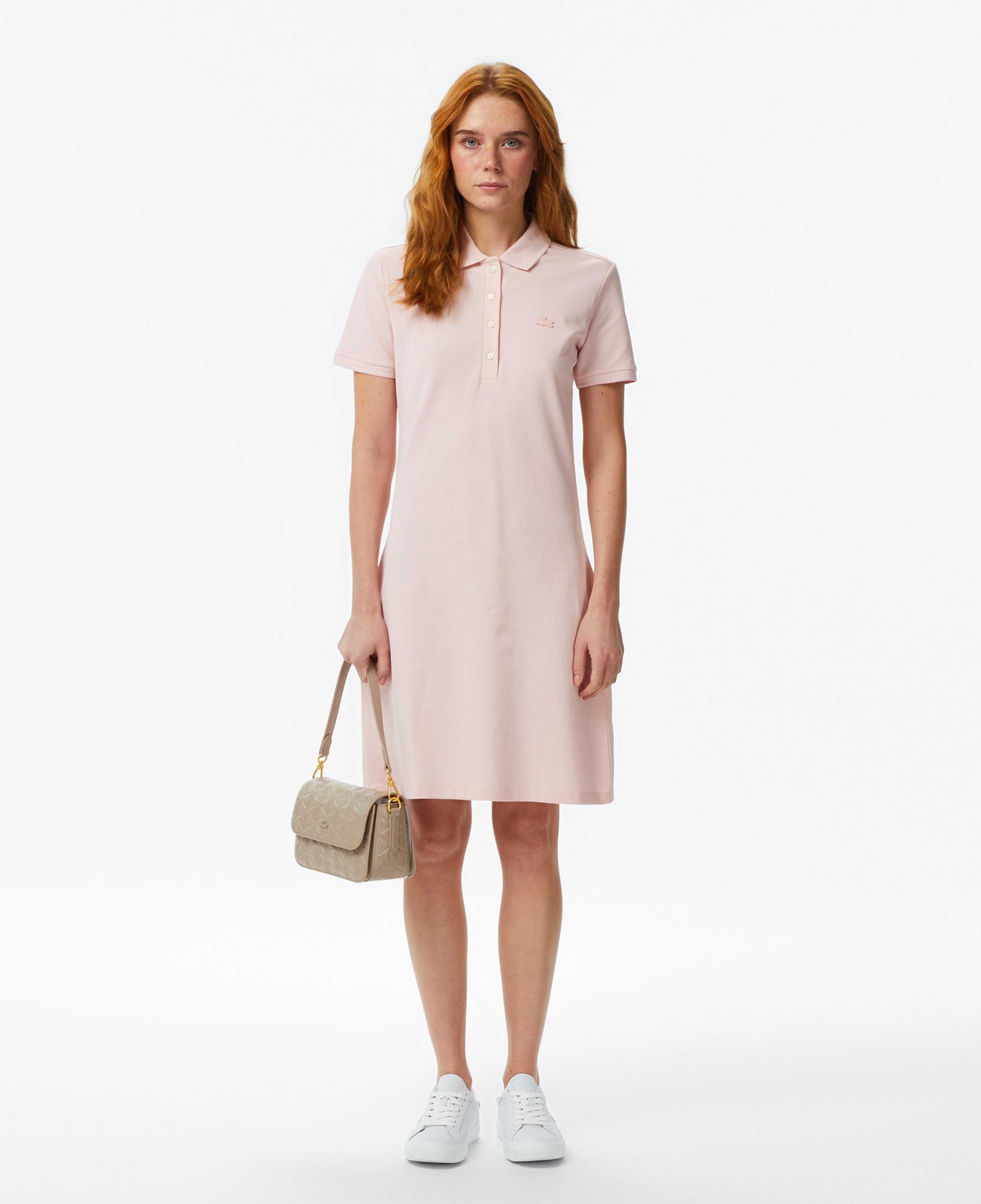 Kadın Slim Fit Kısa Kollu Polo Yaka Pembe Elbise