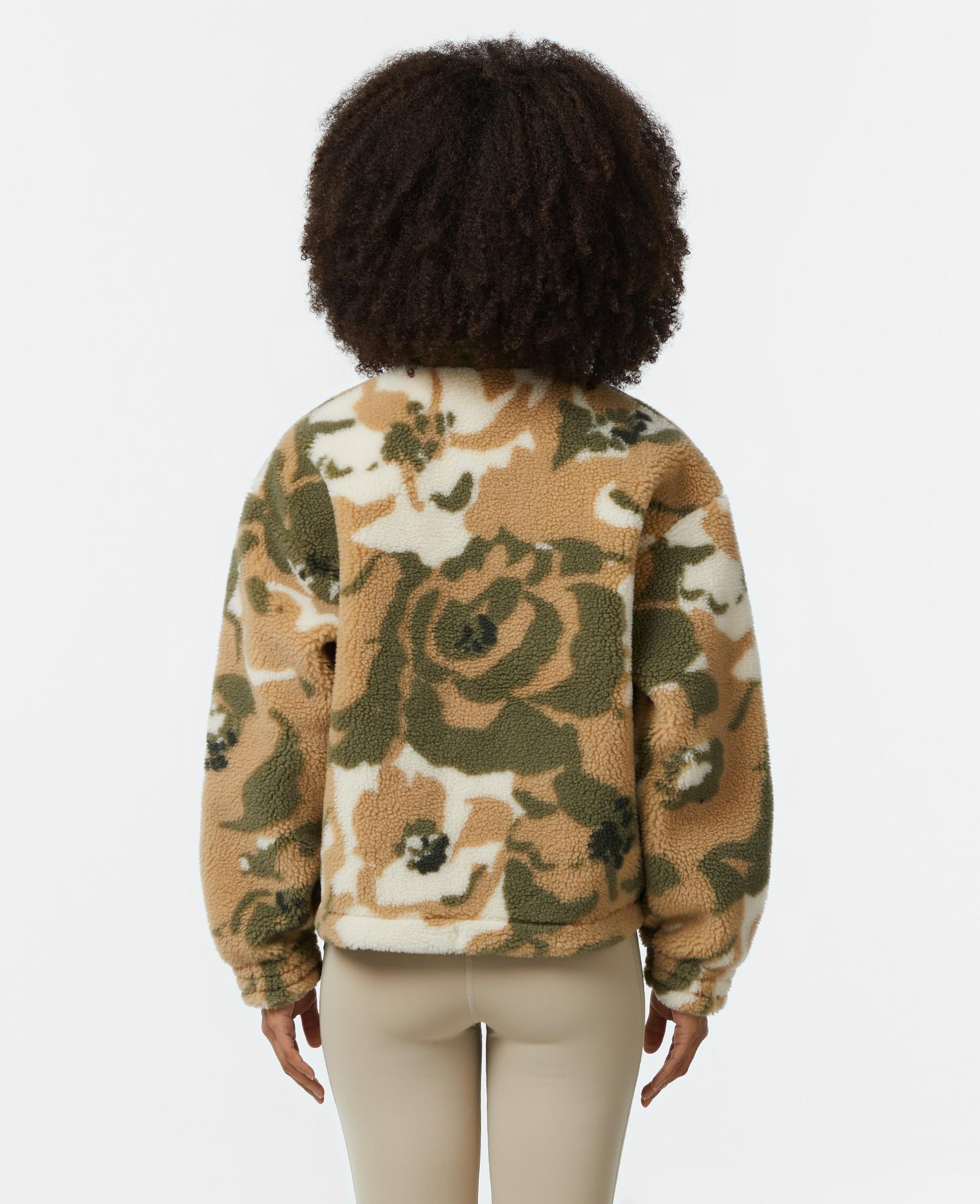 Kadın Oversize Fit Yarım Fermuarlı Haki Sweatshirt