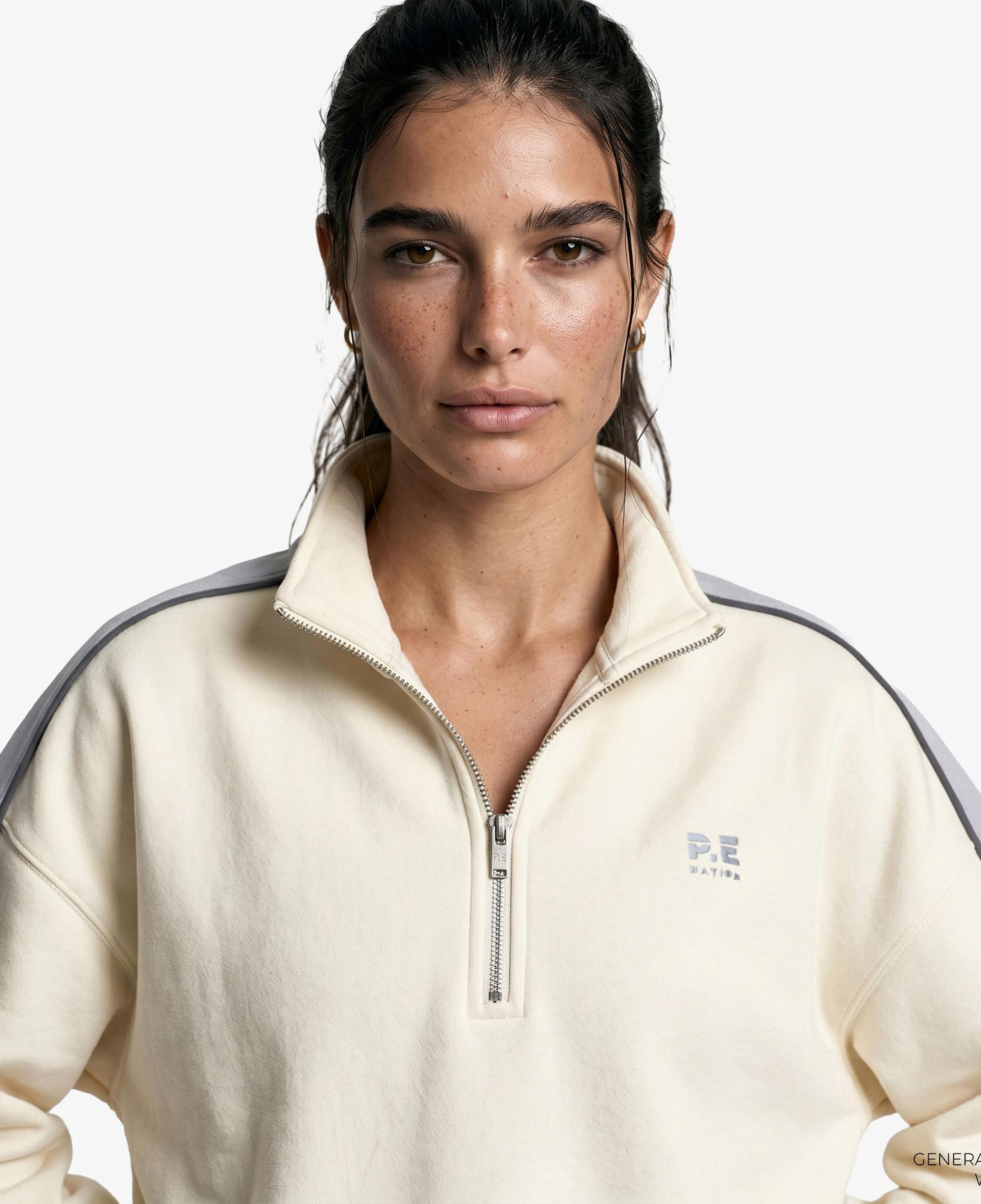 P.E Nation Align Zip Kadın Krem Rengi Sweatshirt