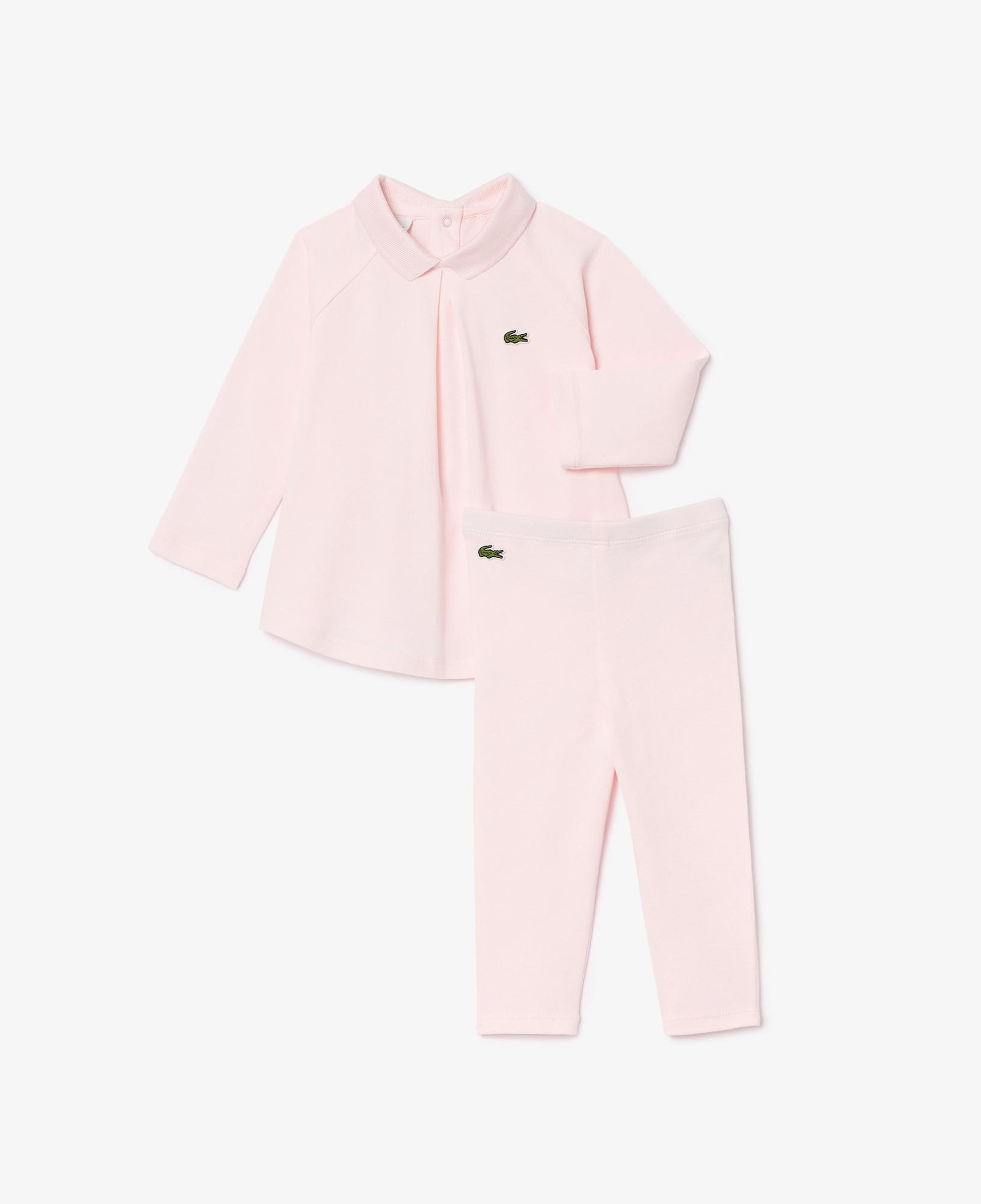 Kız Çocuk Uzun Kollu Polo Yaka Açık Pembe Pijama Takımı