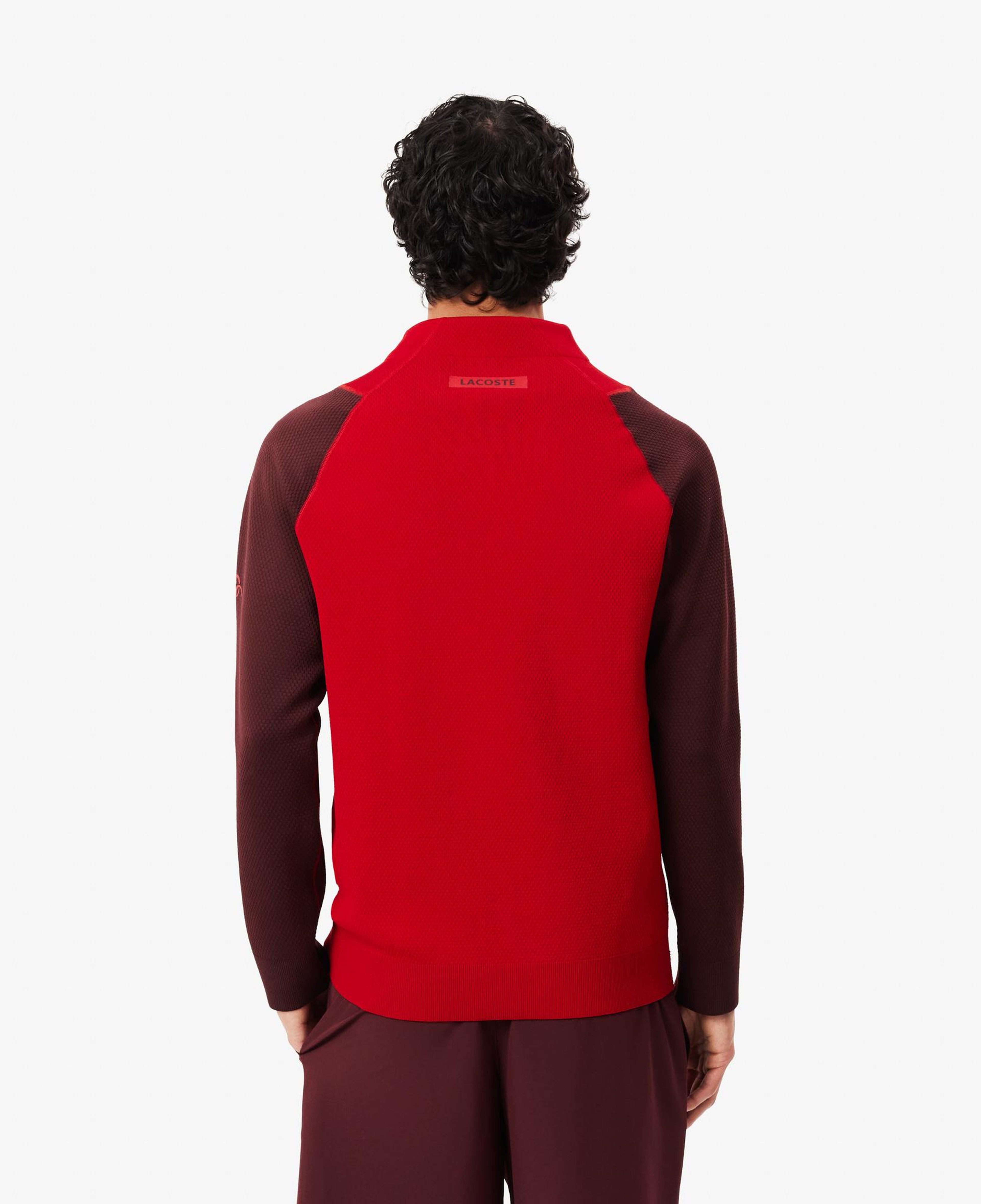 Novak Djokovic Erkek Regular Fit Fermuarlı Renk Bloklu Kırmızı Sweatshirt