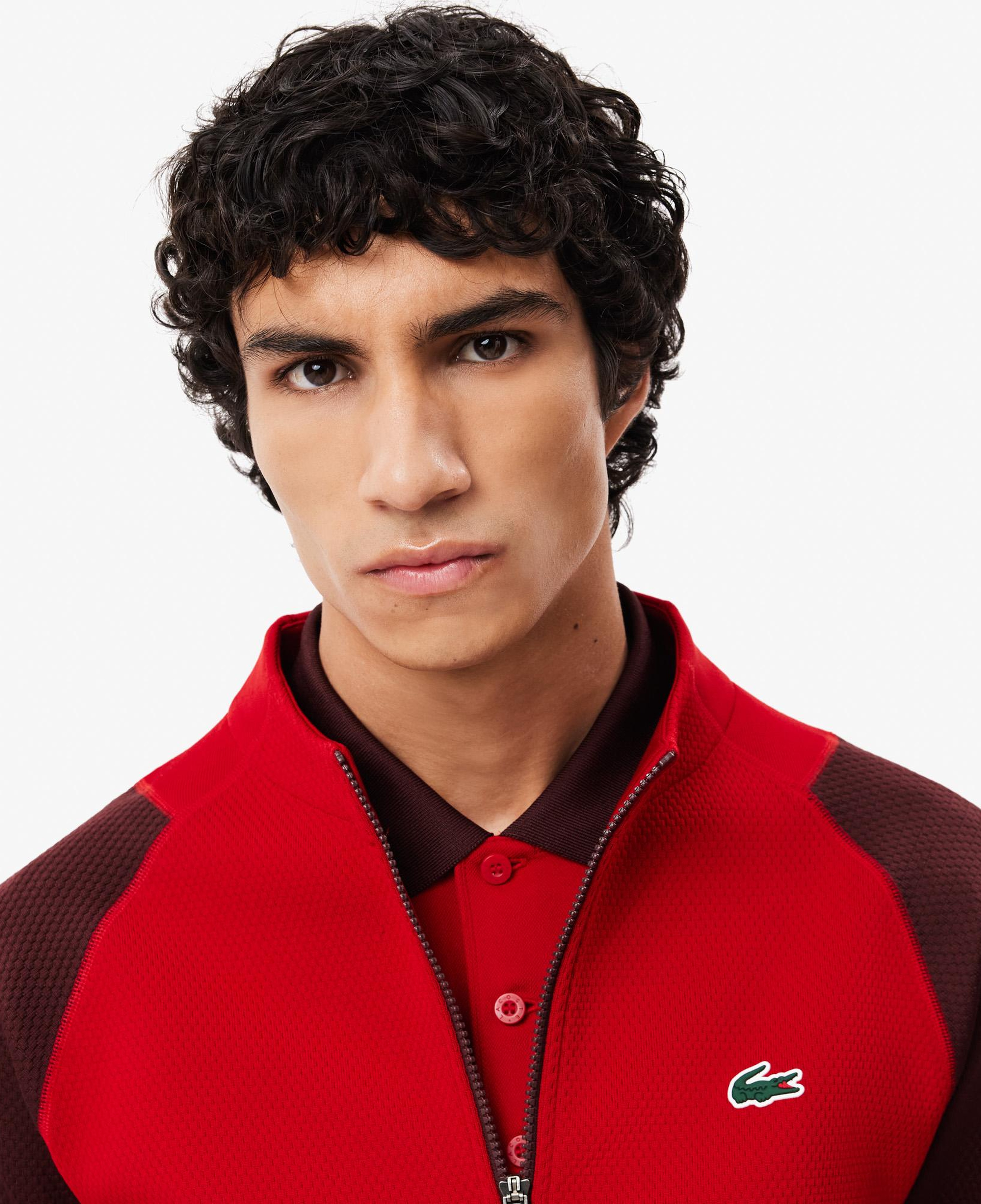 Novak Djokovic Erkek Regular Fit Fermuarlı Renk Bloklu Kırmızı Sweatshirt