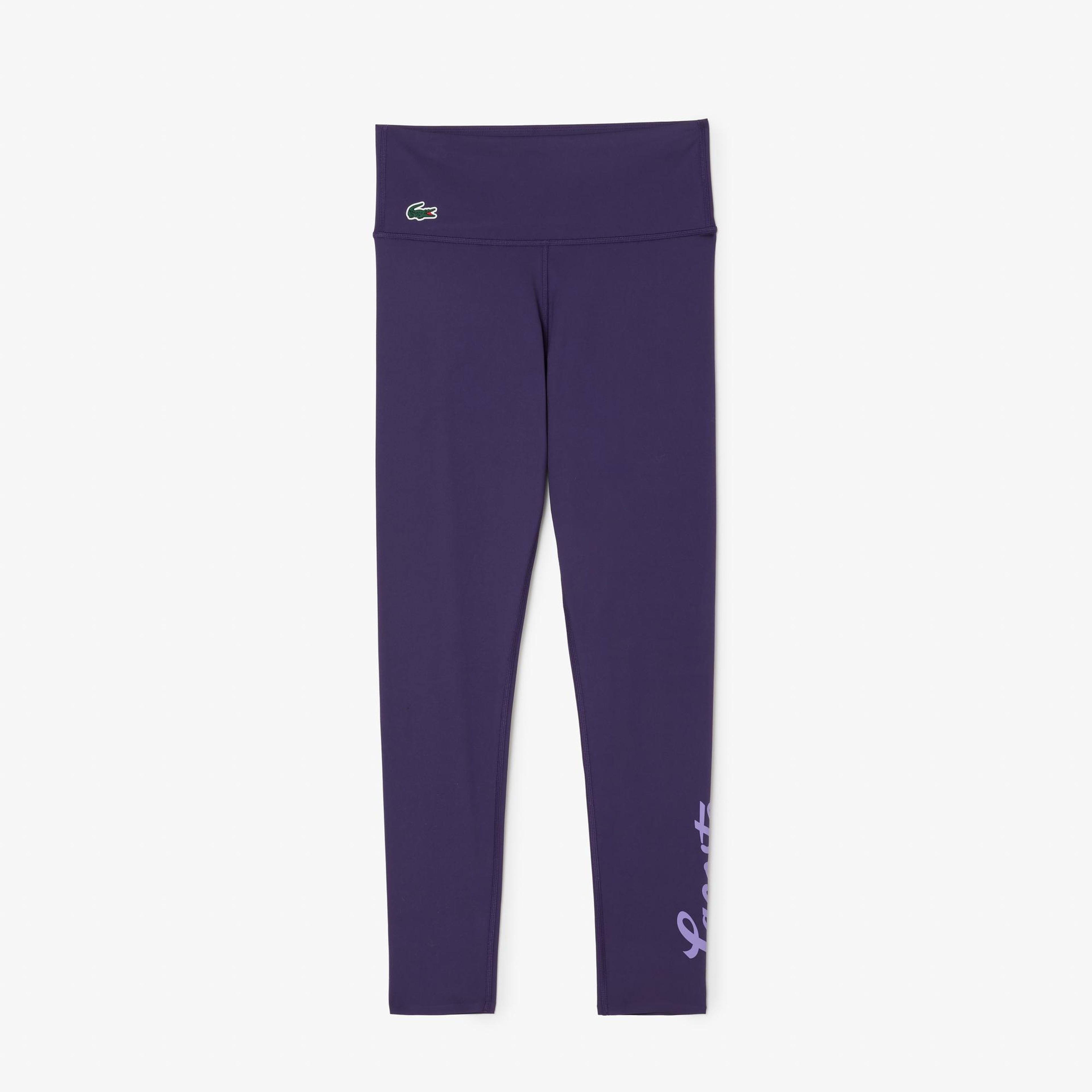 Kadın Slim Fit Baskılı Mor Tayt
