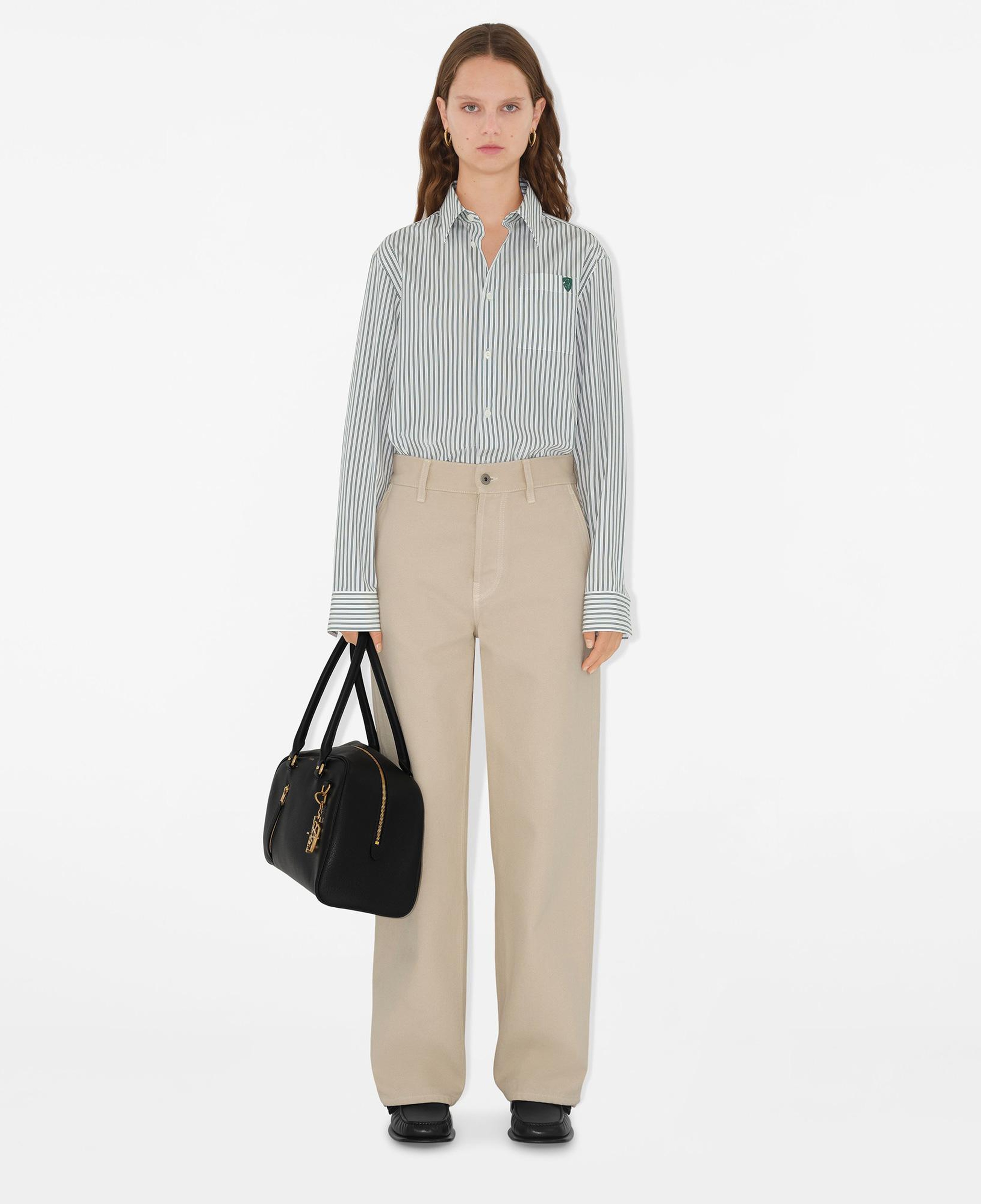 Burberry Striped Cotton Kadın Beyaz Gömlek