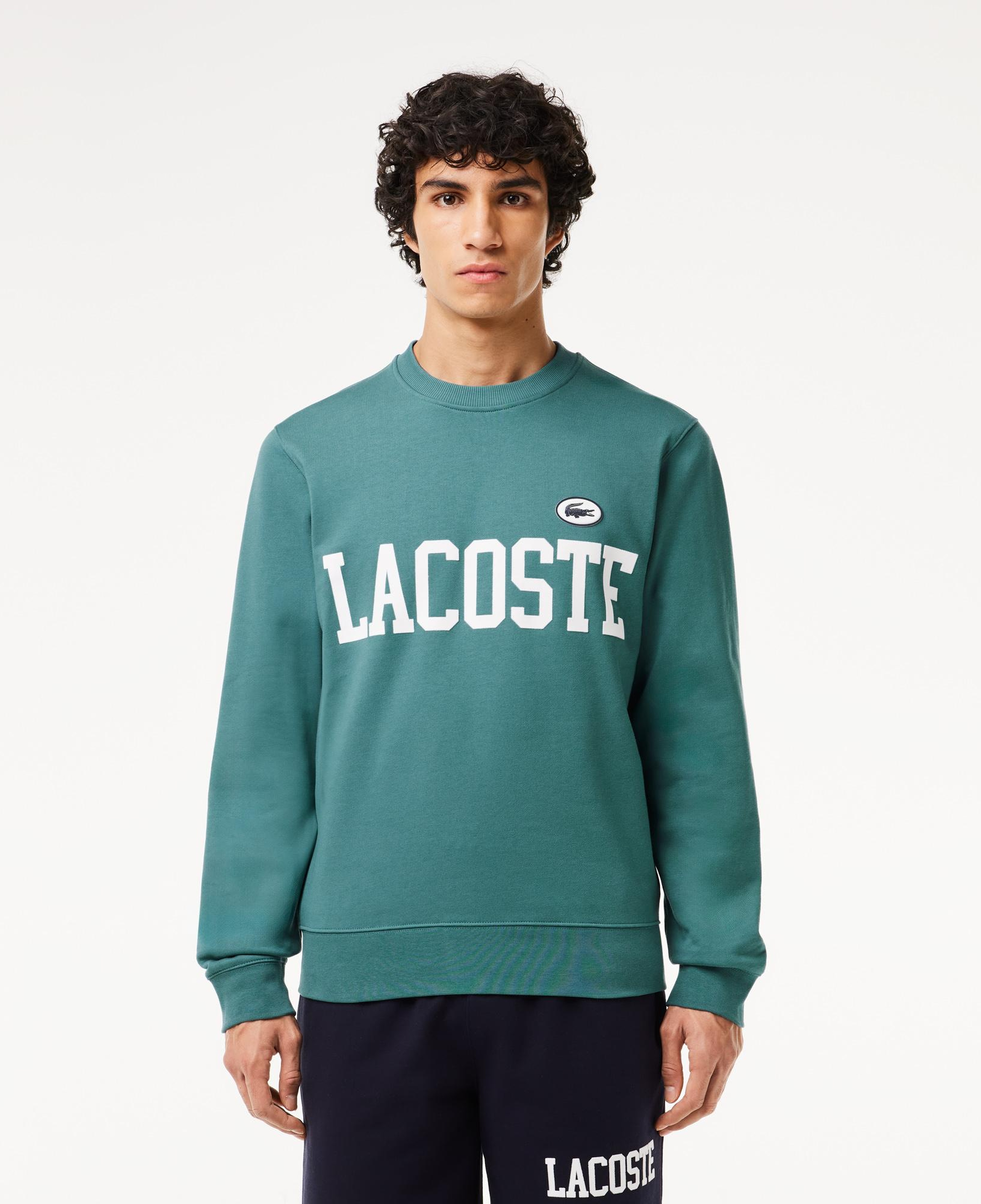 Erkek Classic Fit Bisiklet Yaka Baskılı Mavi Sweatshirt