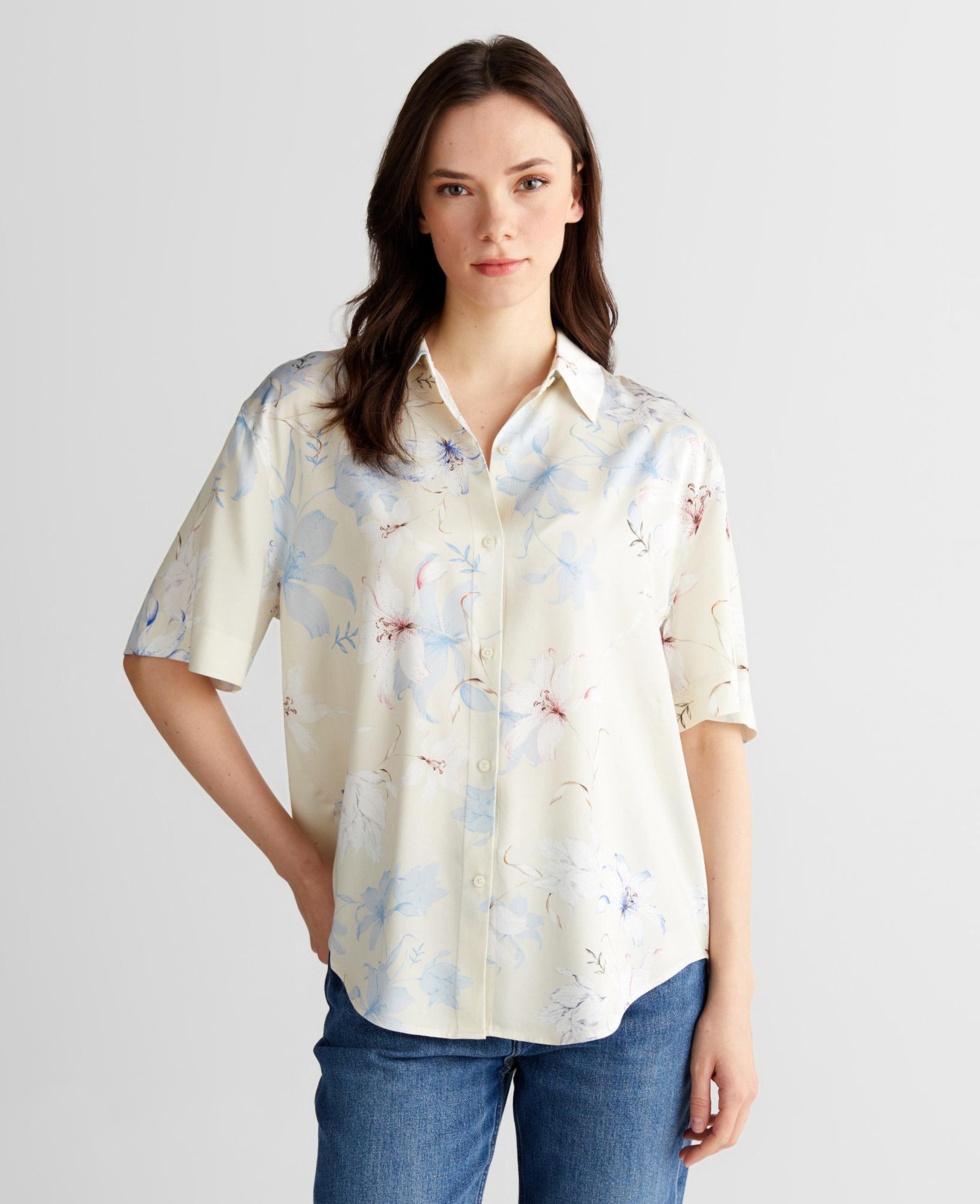 GANT Kadın Pembe Relaxed Fit Klasik Yaka Desenli Gömlek