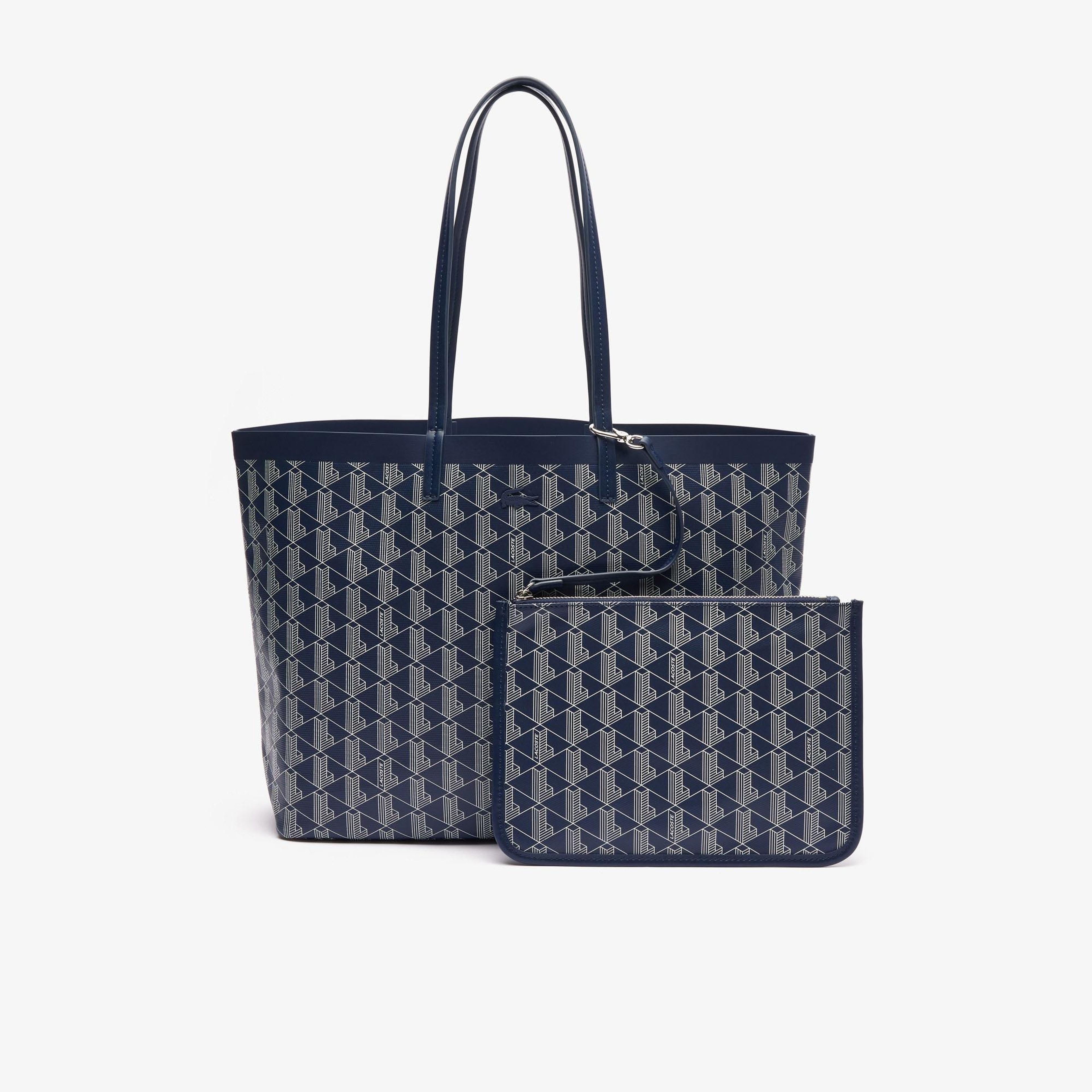 Zely Canvas Kadın Monogram Lacivert Omuz Çantası