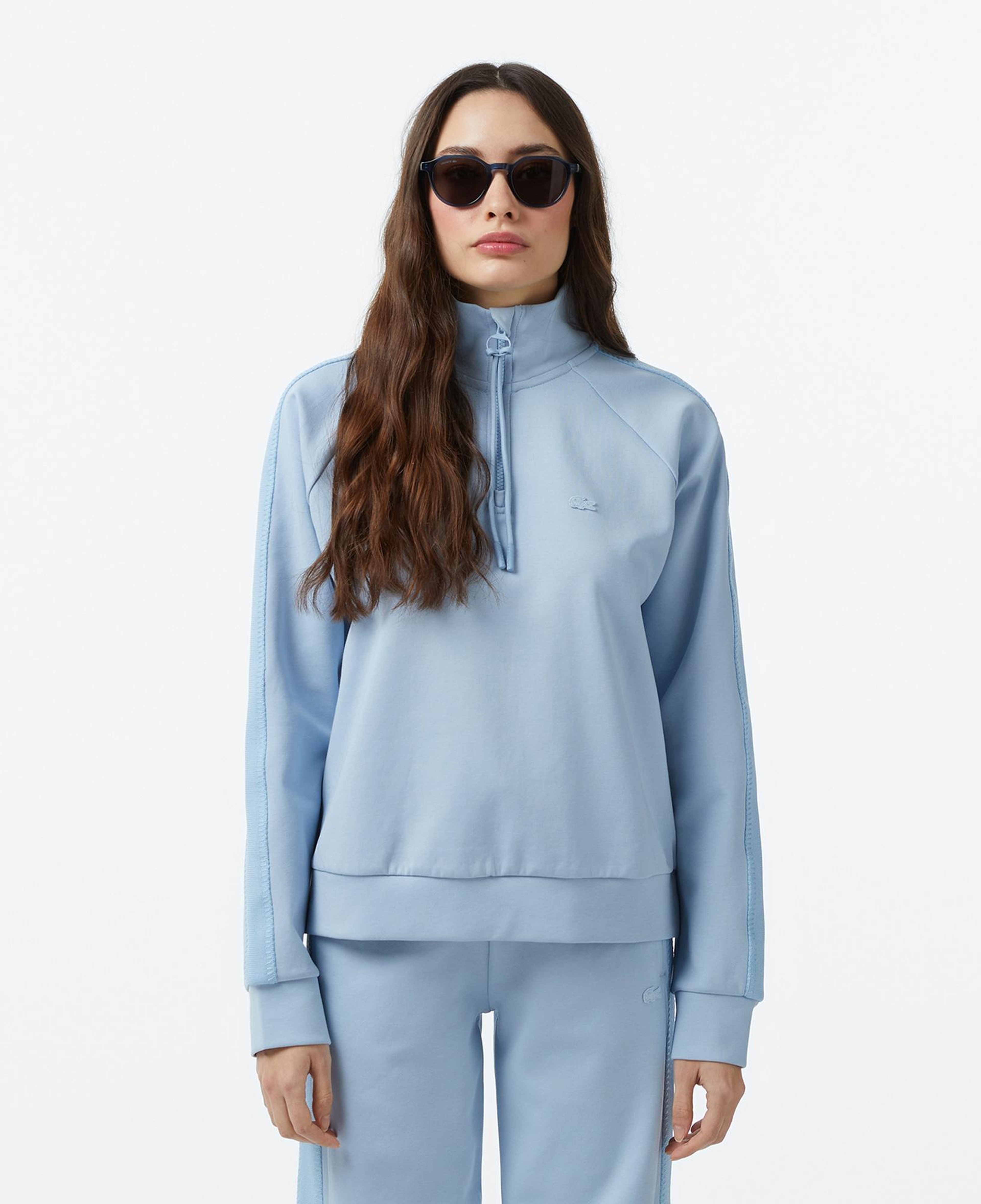 Kadın Loose Fit Dik Yaka Mavi Sweatshirt